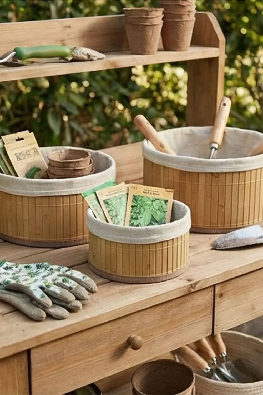 Yuvarlak Astarlı 3'lü Bambu Sepet - Çok Amaçlı Meyve Sepeti Oyunc