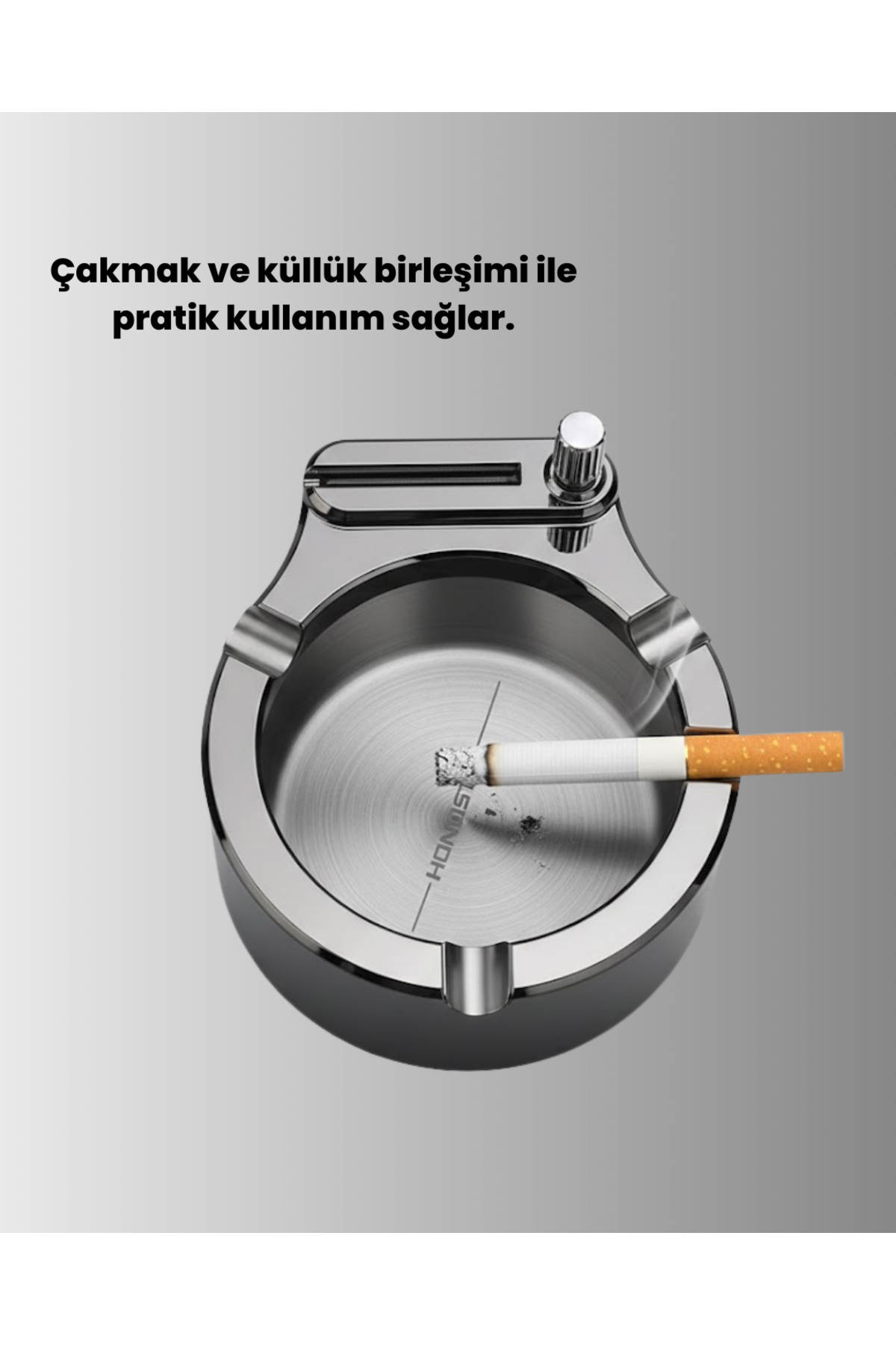 Yuvarlak Çakmaklı Küllük Dayanıklı Metal Yapı - Lisinya