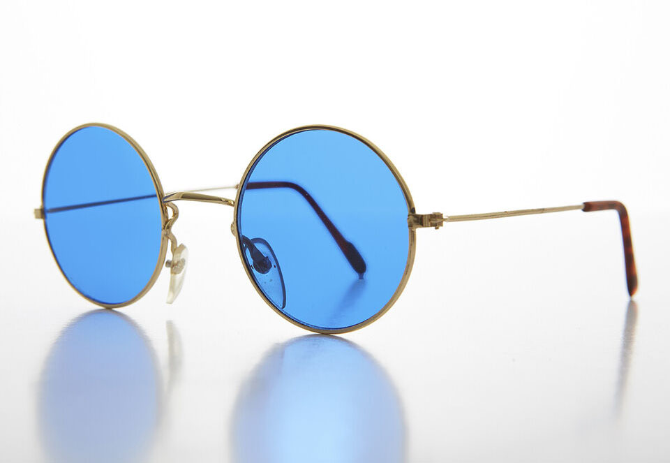 Yuvarlak Cam John Lennon Tarzı Gold Çerçeveli Mavi Gözlük Yuvarlak Cam John Lennon Tarzı Gold Çerçeveli Mavi Gözlük