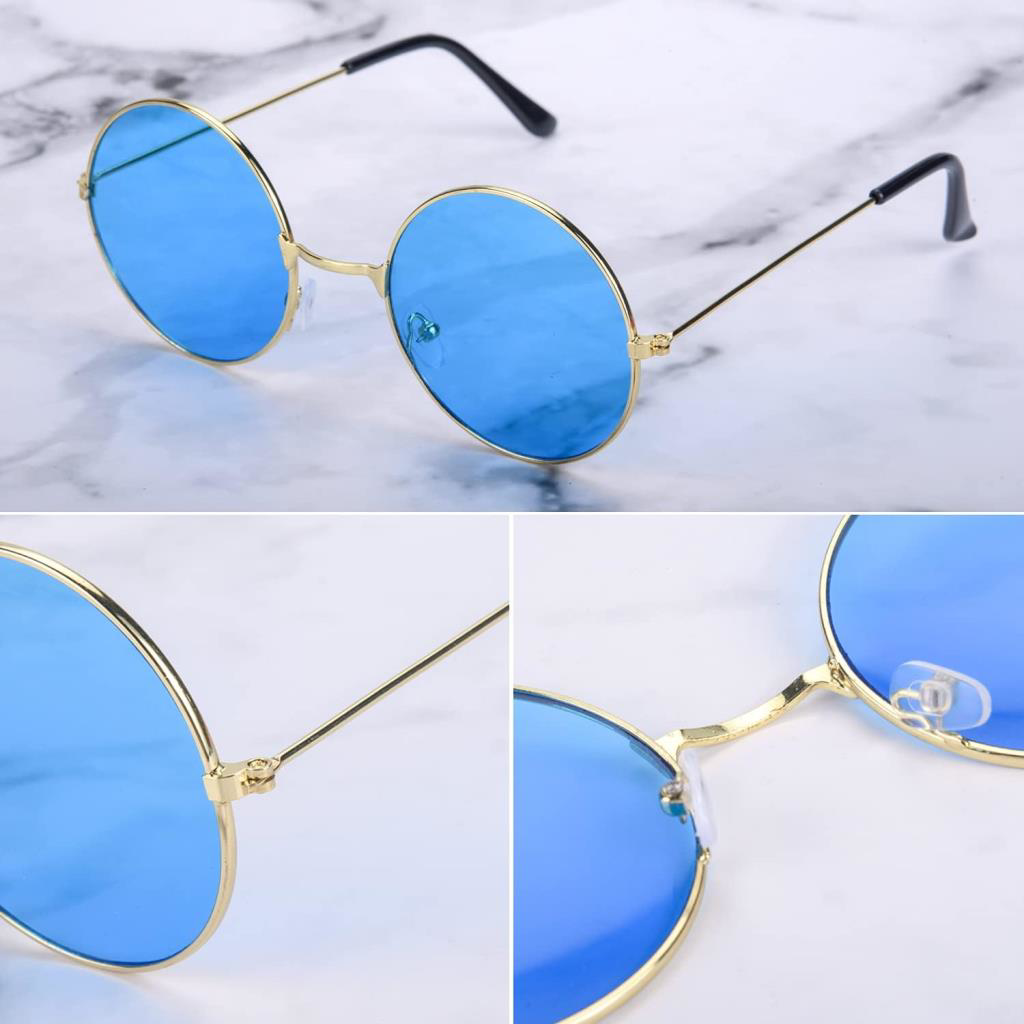 Yuvarlak Cam John Lennon Tarzı Gold Çerçeveli Mavi Gözlük Yuvarlak Cam John Lennon Tarzı Gold Çerçeveli Mavi Gözlük