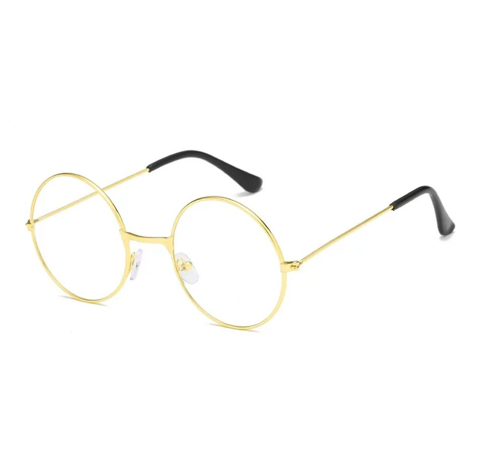 Yuvarlak Cam John Lennon Tarzı Hippi İmaj Gold Çerçeveli Şeffaf G