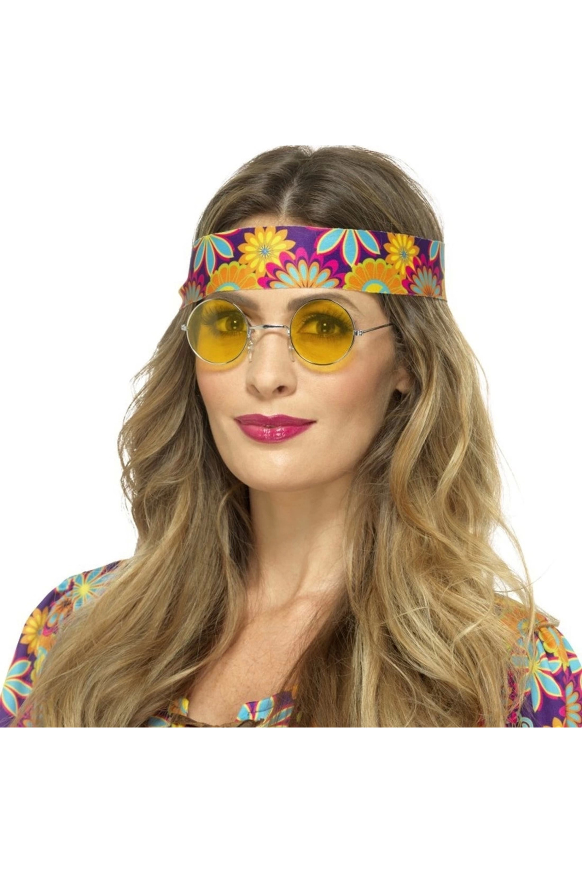 Easy Tedarik Yuvarlak Cam John Lennon Tarzı Hippi Gold Çerçeveli Sarı Gözlük