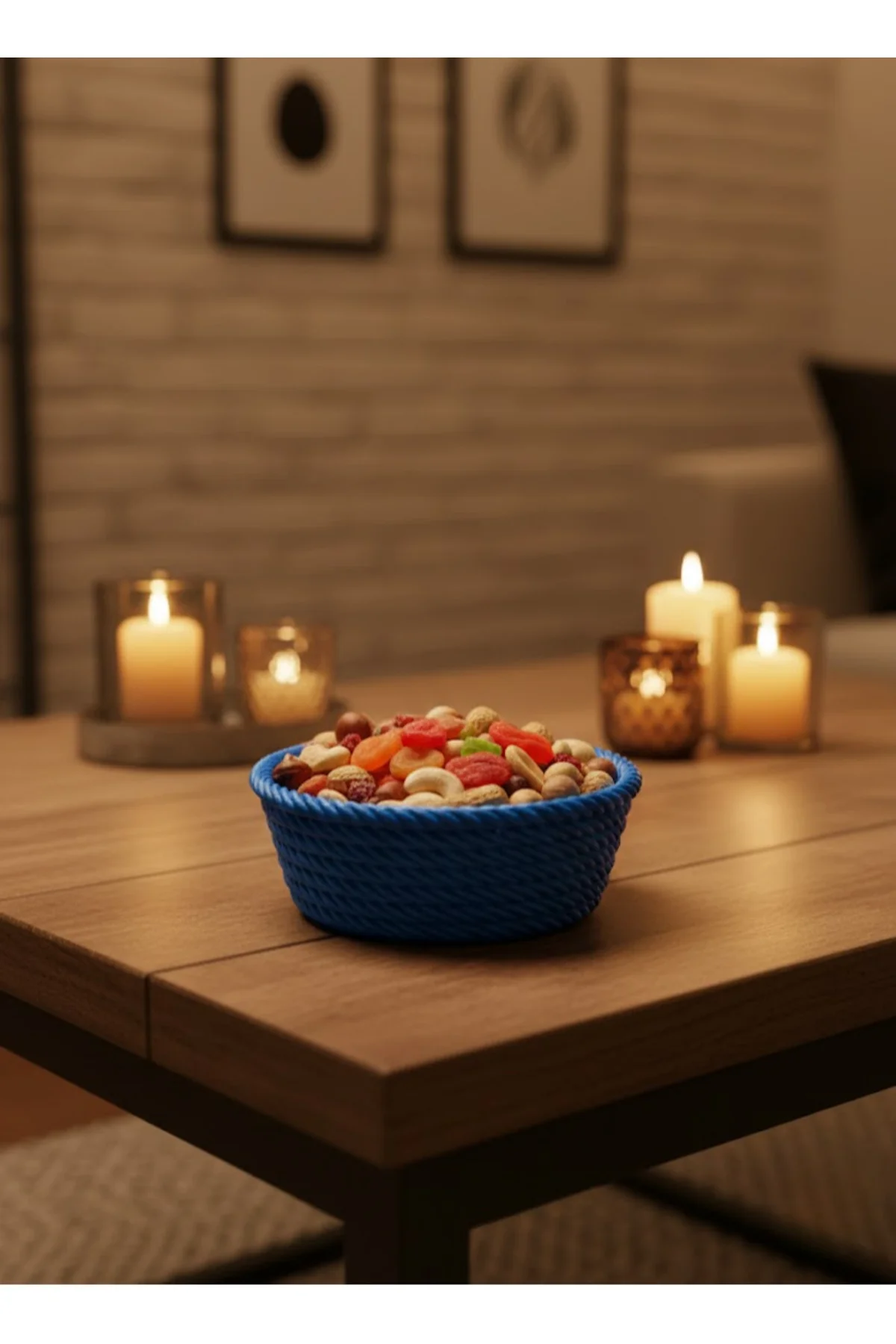 Yuvarlak Çerezlik Lacivert Salon Ve Masa Üstü Sunum Kasesi