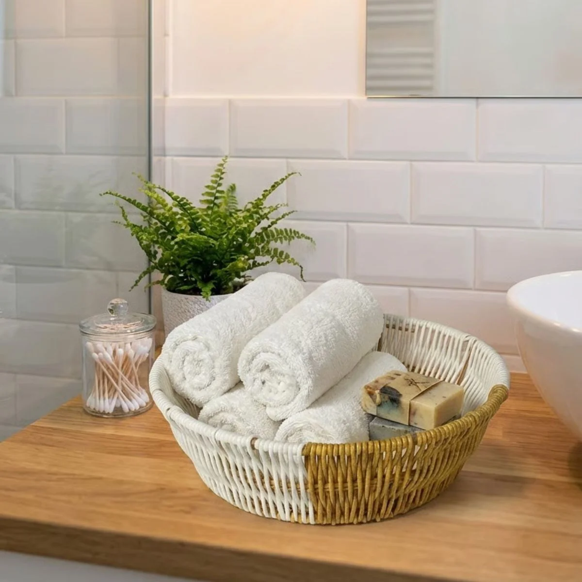Yuvarlak Çift Renkli Plastik Rattan Ekmek ve Meyve Sepeti - Çok Amaçlı Banyo ve Mutfak Düzenleyici - Yıkanabilir Tezgâh Üstü Organizer Yuvarlak Çift Renkli Plastik Rattan Ekmek ve Meyve Sepeti - Çok Amaçlı Banyo ve Mutfak Düzenleyici - Yıkanabilir Tezgâh Üstü Organizer