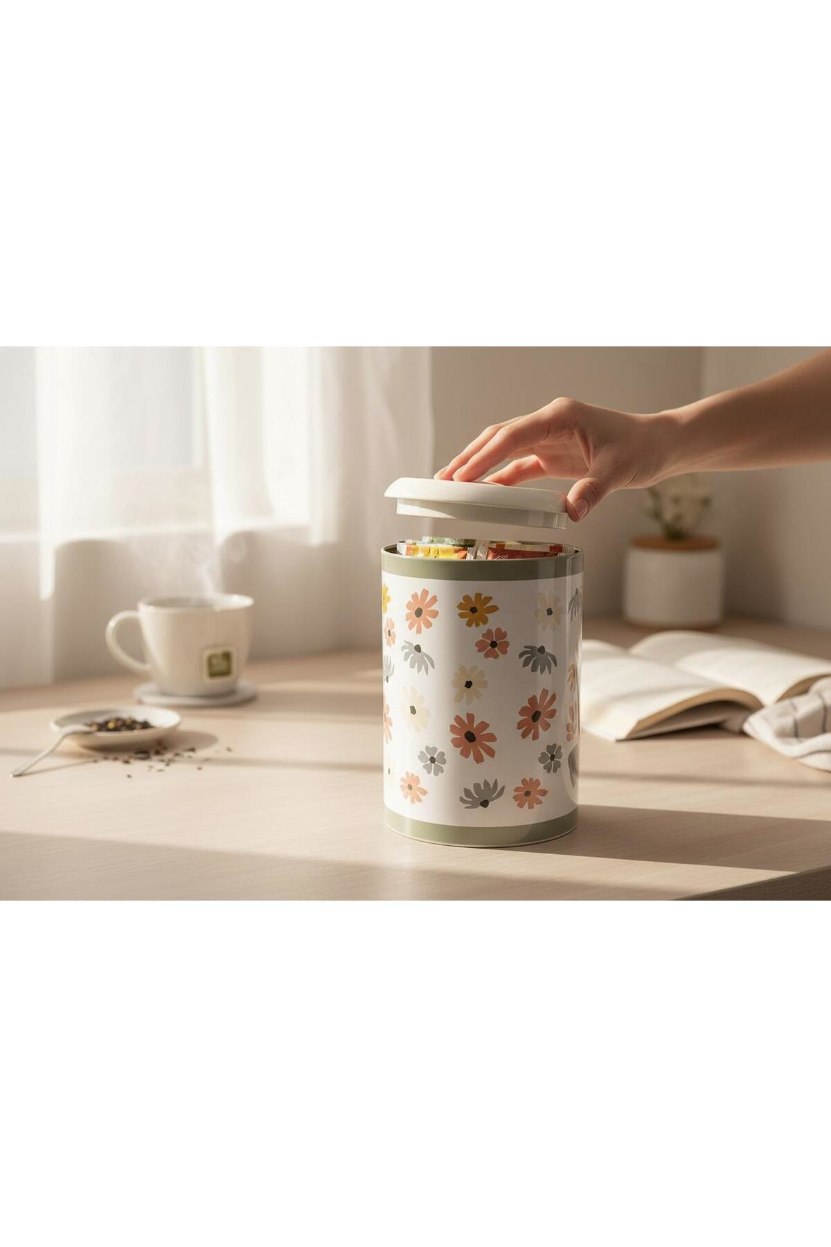 Kaveh Yuvarlak Desenli Metal Çöp Kovası