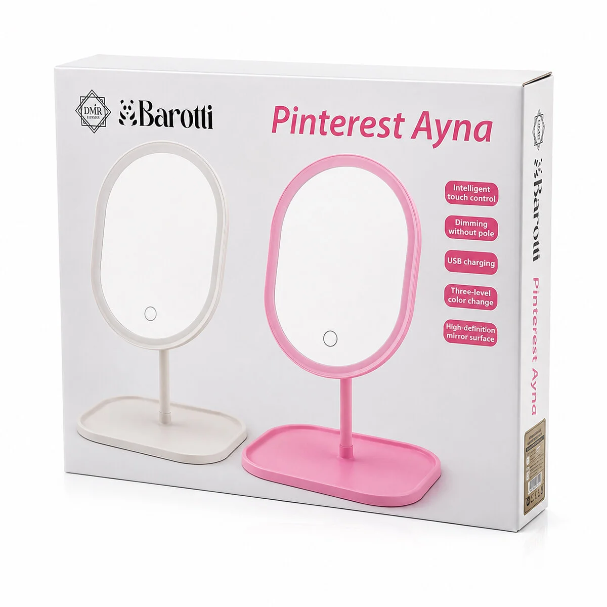 Yuvarlak- Düz Kenar 7 İnç Ledli - Usb Şarjlı Makyaj Aynası 90°TAKILIKLI Ayakr.pls 17.5CM