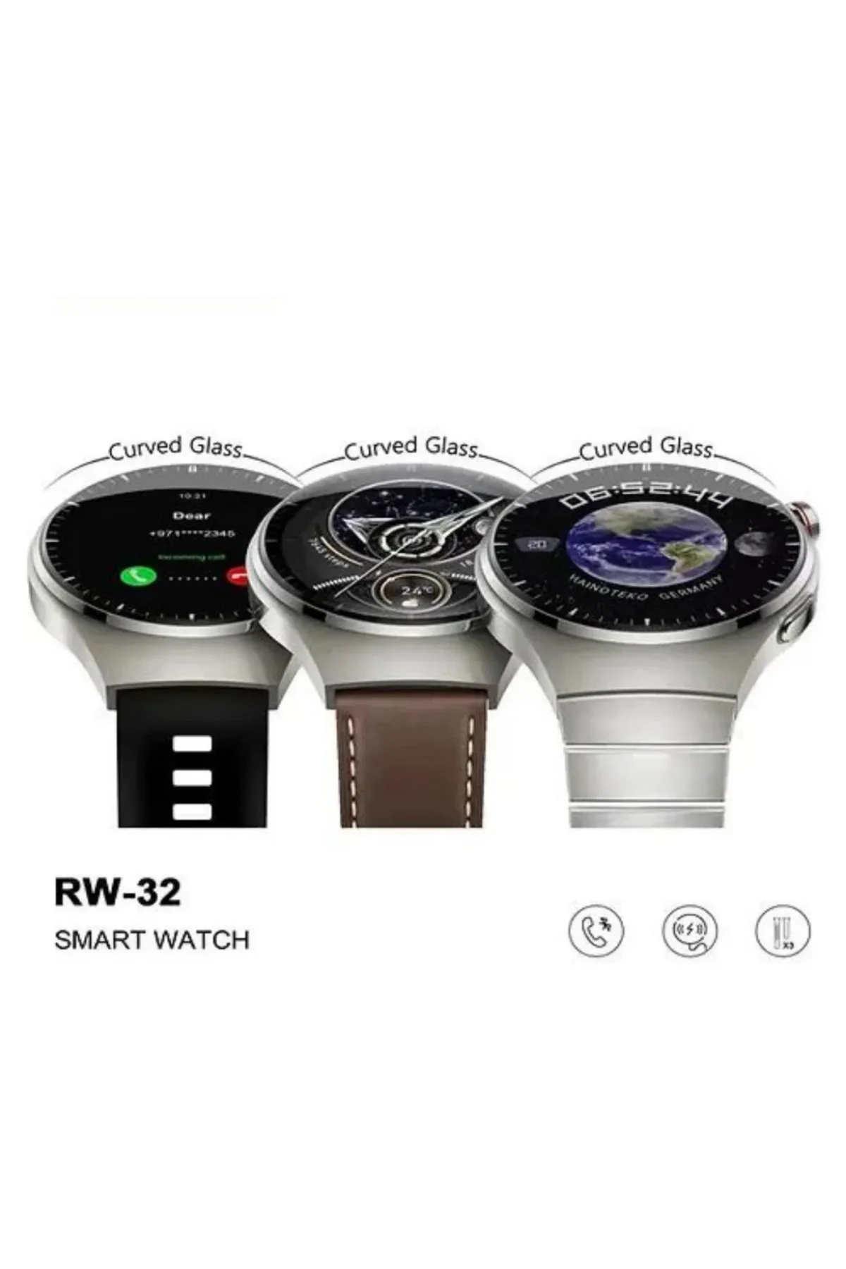 Yuvarlak Ekranlı Curved Akıllı Saat, GPS ve Sağlık Takibi Özellikleri ile Birlikte
