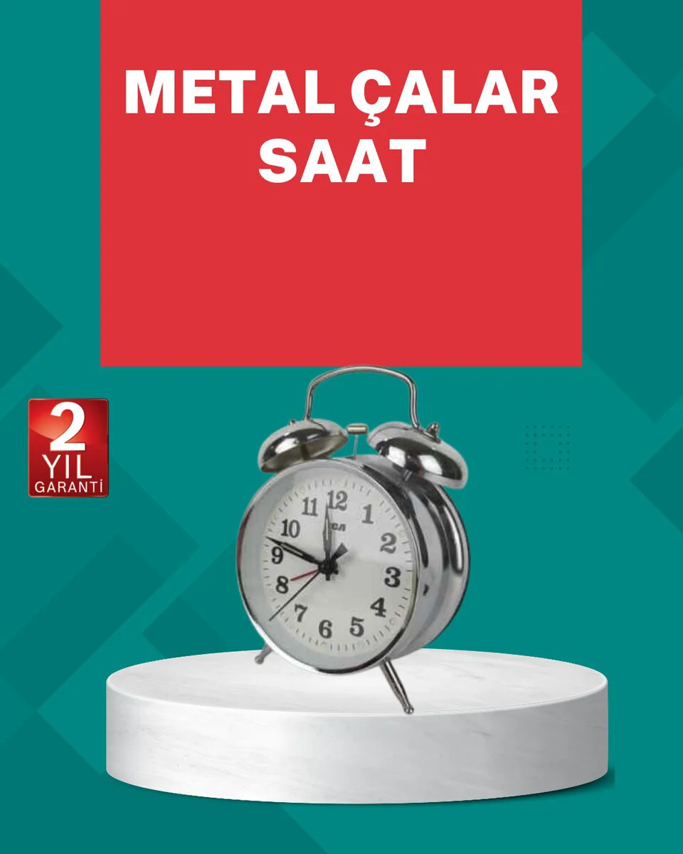 Yuvarlak Gümüş Işıklı Alarmlı Masa Saati Sessiz Mekanizma - Ev Ofis Dekorasyonu