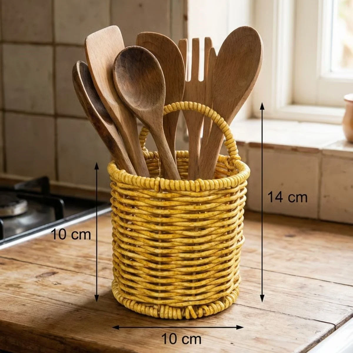 Yuvarlak Hasır Dokulu Plastik Rattan Kaşıklık & Çatallık – Askılı Kendiliğinden Tutmalı Çok Amaçlı Mutfak Organizeri Yuvarlak Hasır Dokulu Plastik Rattan Kaşıklık & Çatallık – Askılı Kendiliğinden Tutmalı Çok Amaçlı Mutfak Organizeri