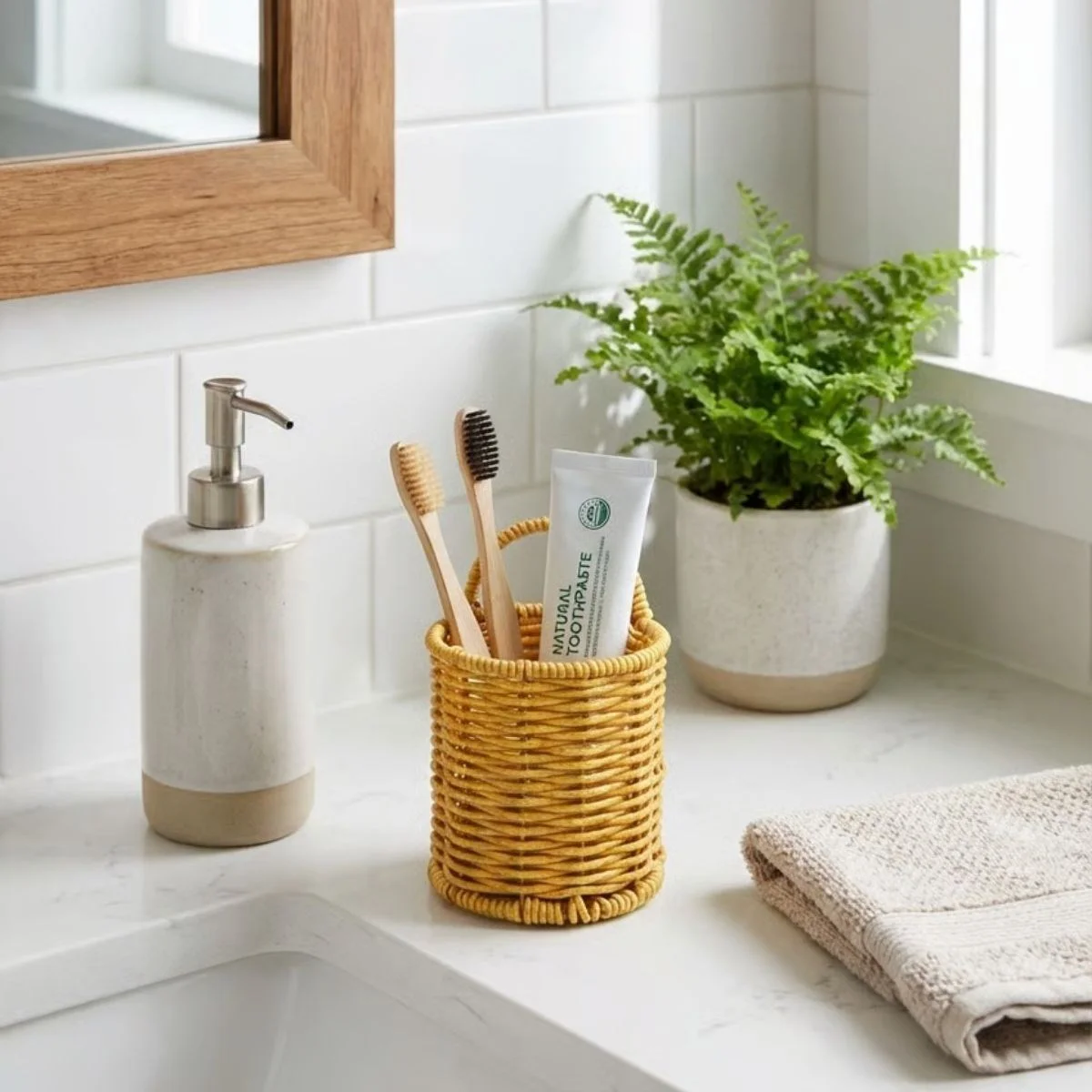 Yuvarlak Hasır Dokulu Plastik Rattan Kaşıklık & Çatallık – Askılı Kendiliğinden Tutmalı Çok Amaçlı Mutfak Organizeri Yuvarlak Hasır Dokulu Plastik Rattan Kaşıklık & Çatallık – Askılı Kendiliğinden Tutmalı Çok Amaçlı Mutfak Organizeri