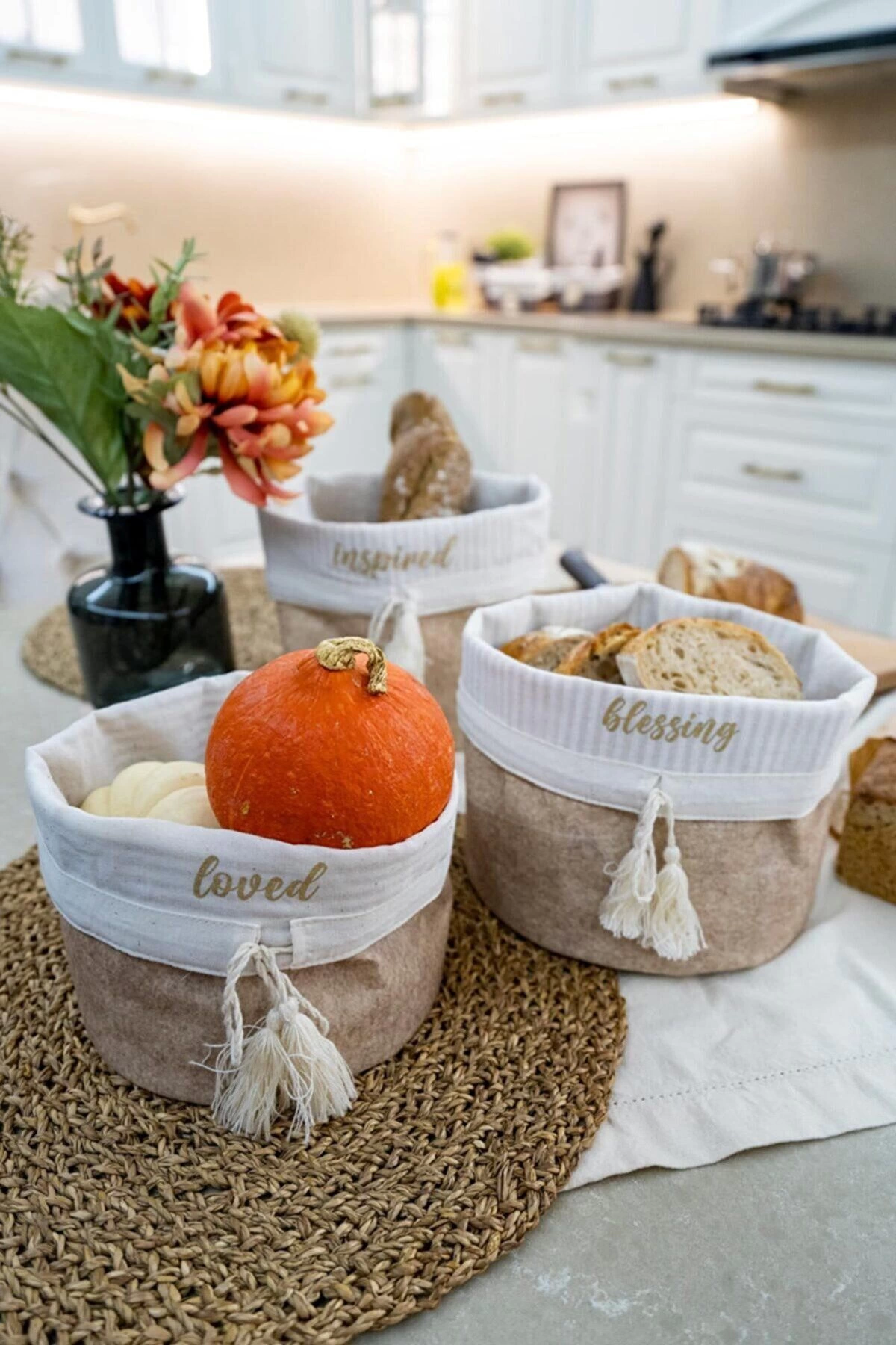 Yuvarlak Katlanabilir Çok Amaçlı Saklama Organizer Kutu Keçe Sepe