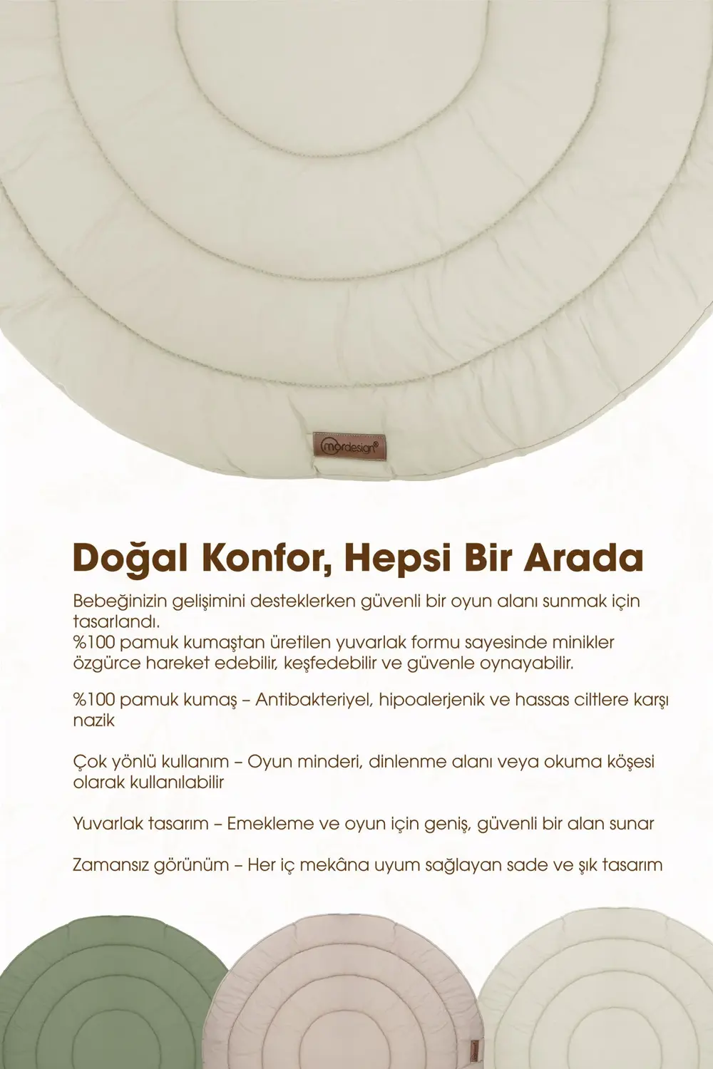 Yuvarlak Oyun Matı,Bebek Oyun Alanı,Bebek Aktivite Matı Comfy Cub