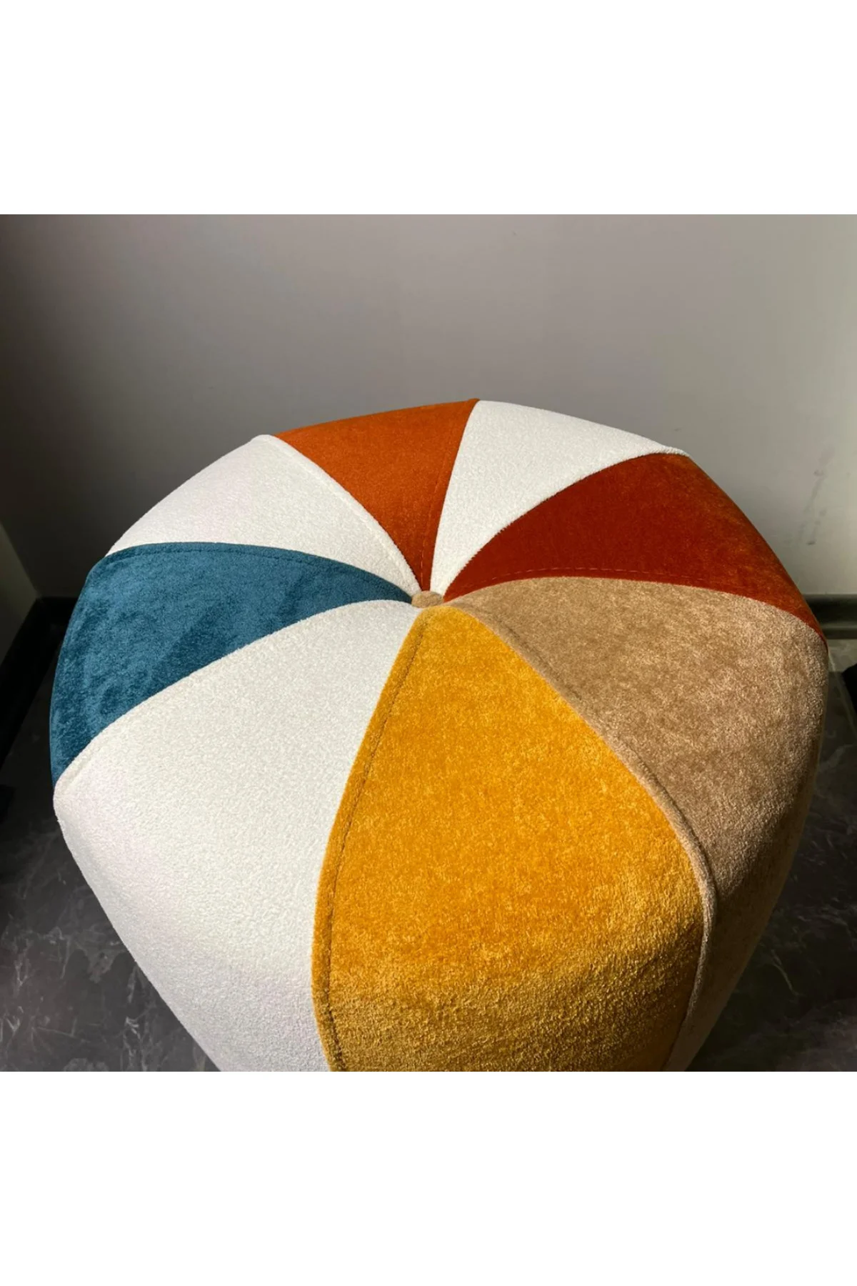 yuvarlak patchwork puf