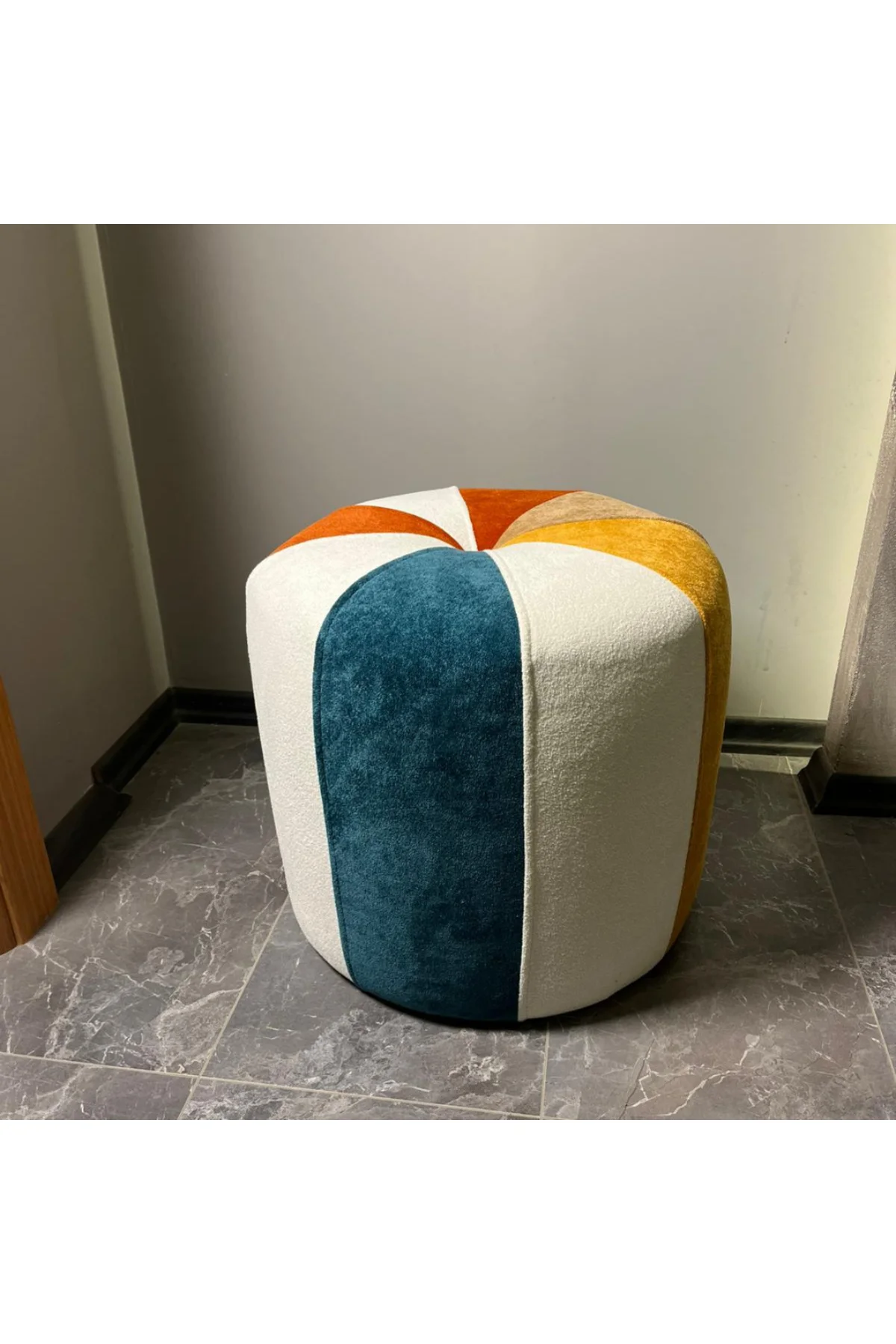 yuvarlak patchwork puf