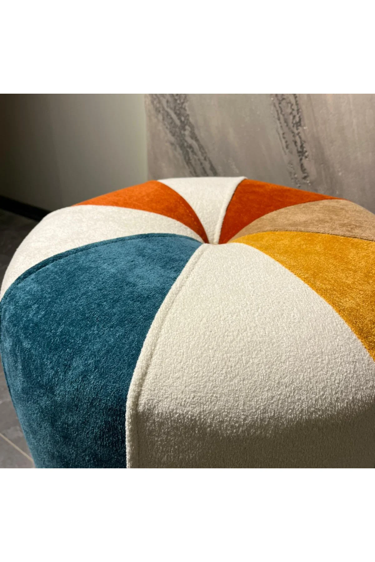 yuvarlak patchwork puf