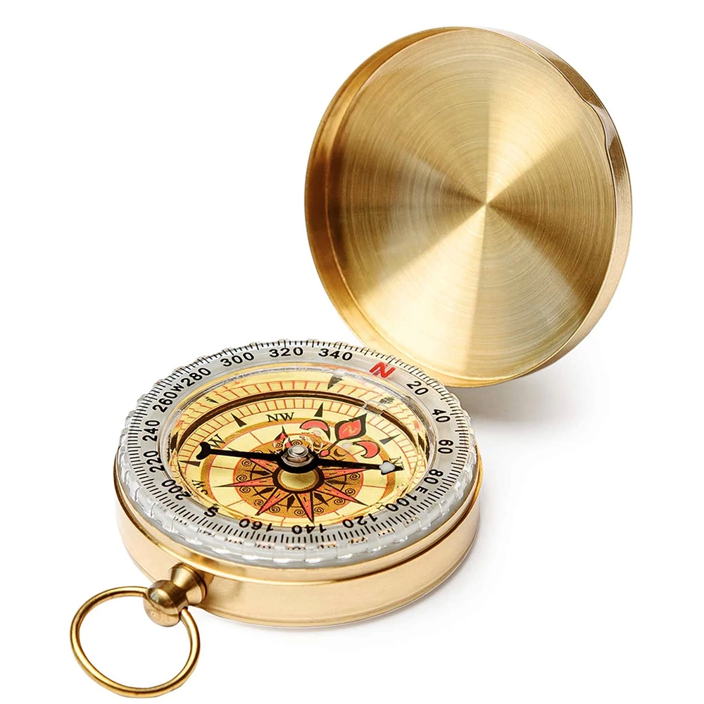 Yuvarlak Sarı Metal Kasa Su Geçirmez Fosforlu Dayanıklı Pusula G5