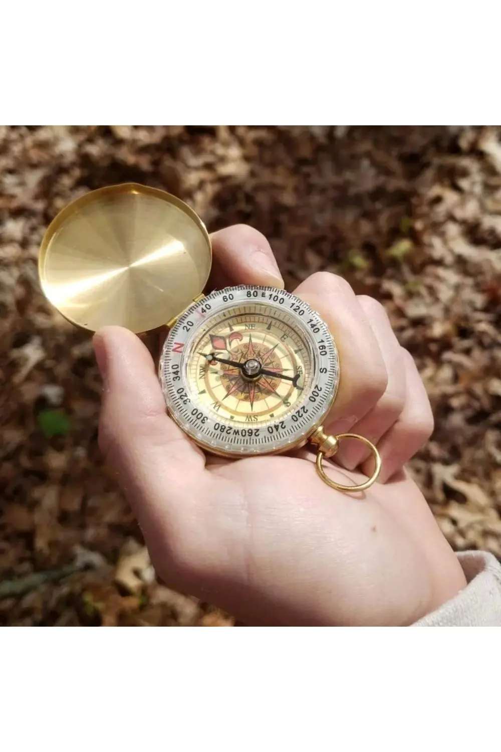 Yuvarlak Sarı Metal Kasa Su Geçirmez Fosforlu Dayanıklı Pusula G5