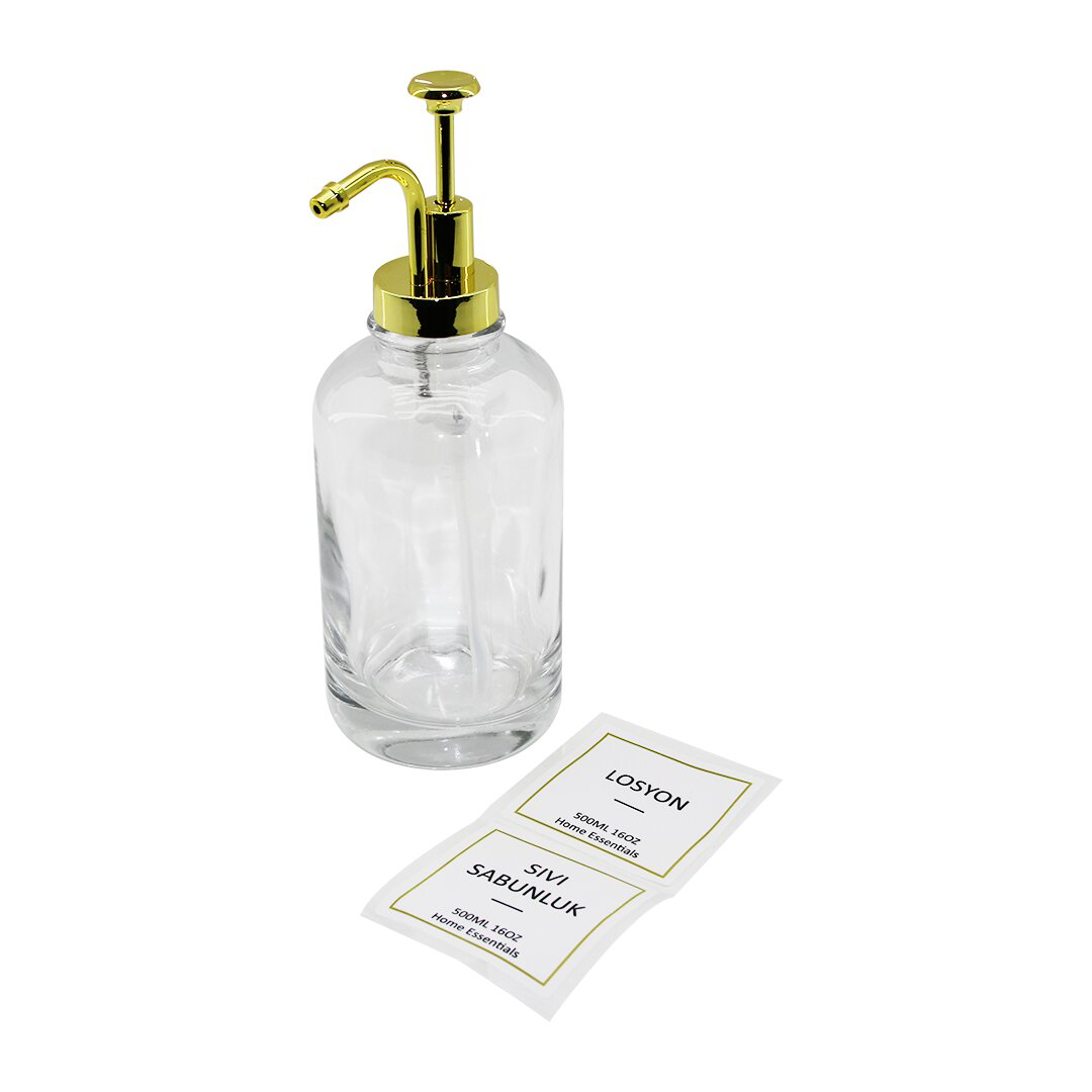 YUVARLAK ŞEFFAF CAM SIVI SABUNLUK 500ML (4490)