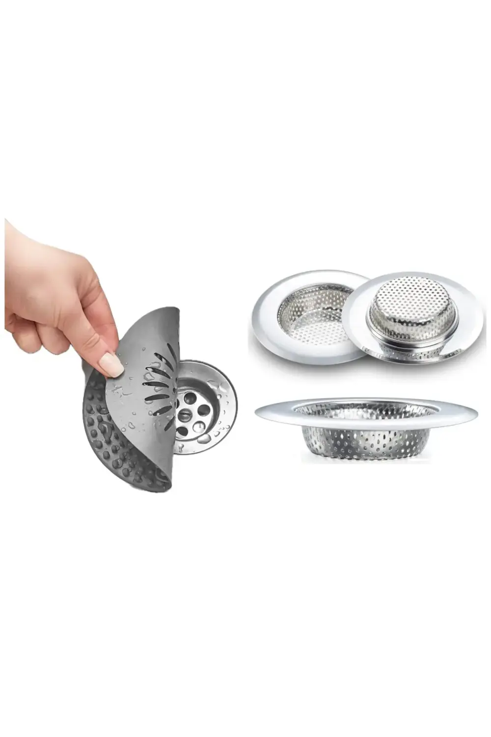 Yuvarlak Silikon Lavabo Tıkacı ve Süzgeci Paslanmaz Evye Süzgeç 2
