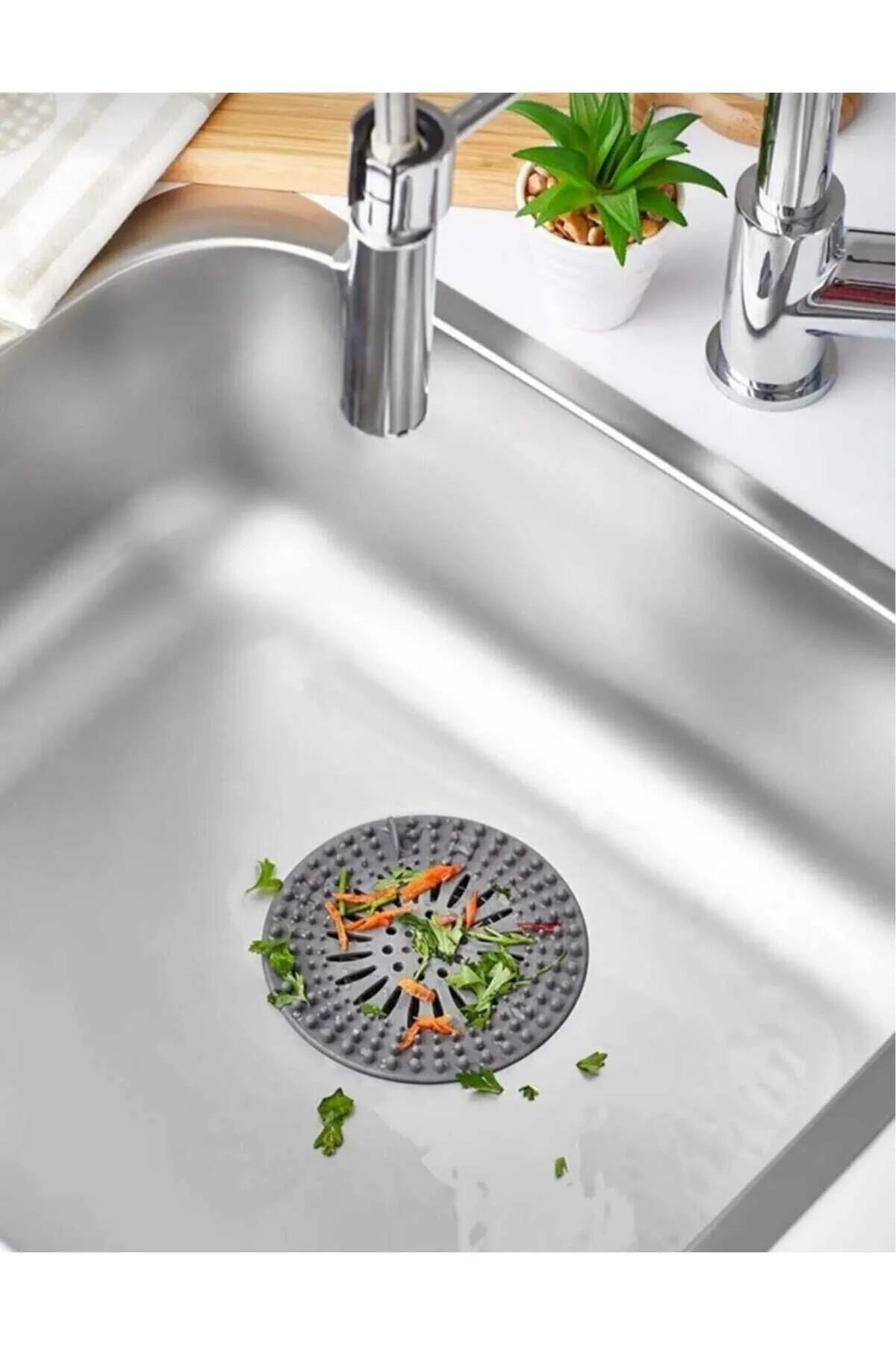 Çerçici Yuvarlak Süzgeçli Silikon Mutfak Lavabo Ve Küvet Süzgeci Gider Sü