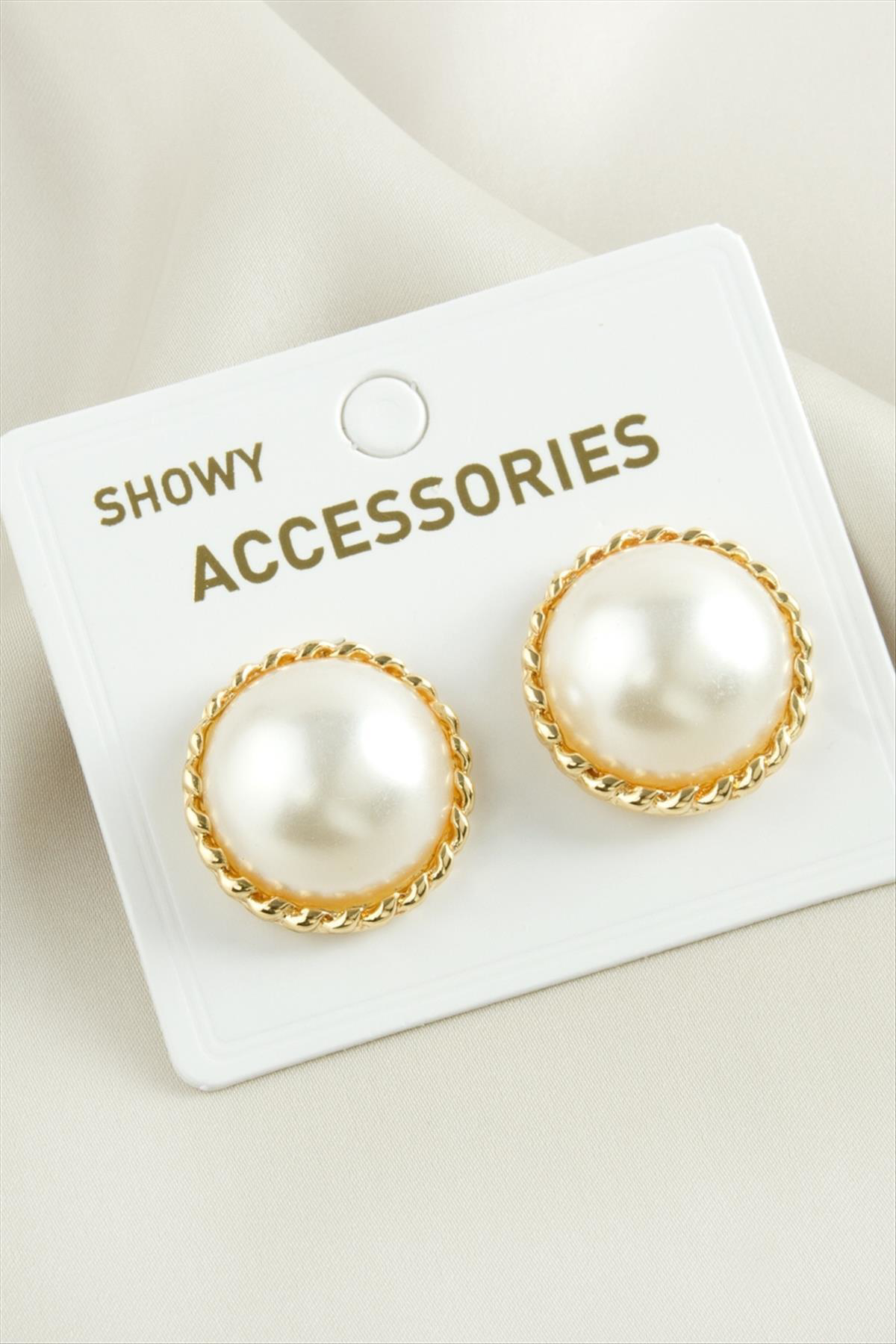 Yuvarlak Trend İnci () Küpe-Gümüş Rengi