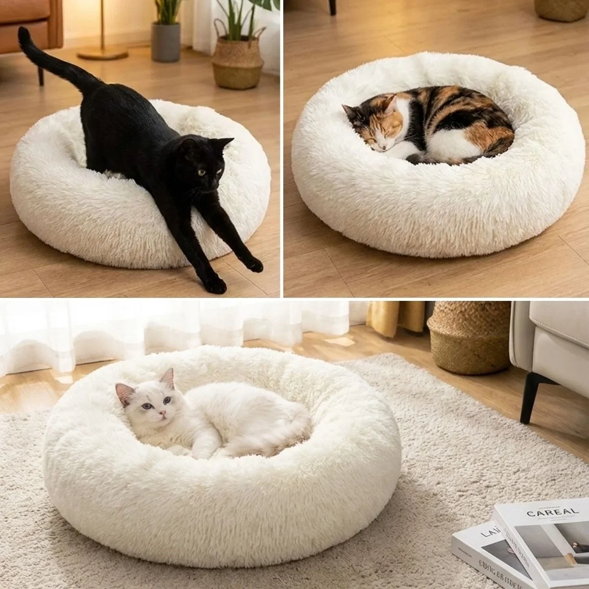 Yuvarlak Ultra Yumuşak Welsoft Peluş Kedi Ve Köpek Yatağı – Kaymaz Taban Tüylü Pet Pufu,uyku Minderi (krem) Bx40 Fiyatı, Yorumları ve Özellikleri