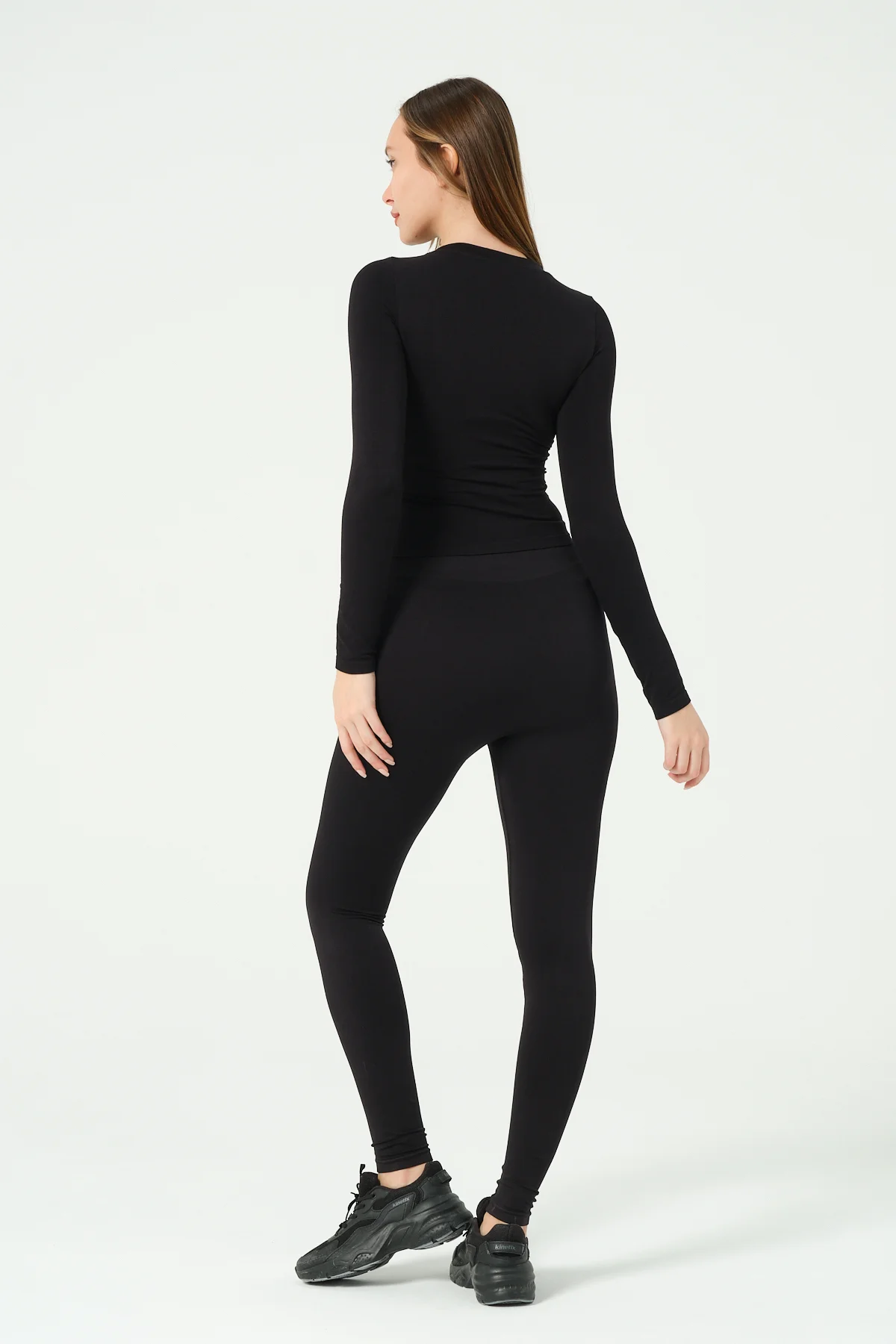 Yuvarlak Yaka Uzun Kollu Seamless Crop