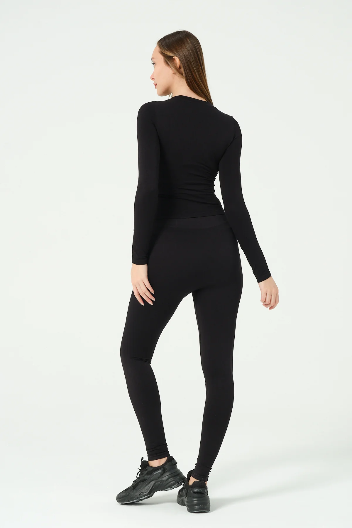 Yuvarlak Yaka Uzun Kollu Seamless Crop