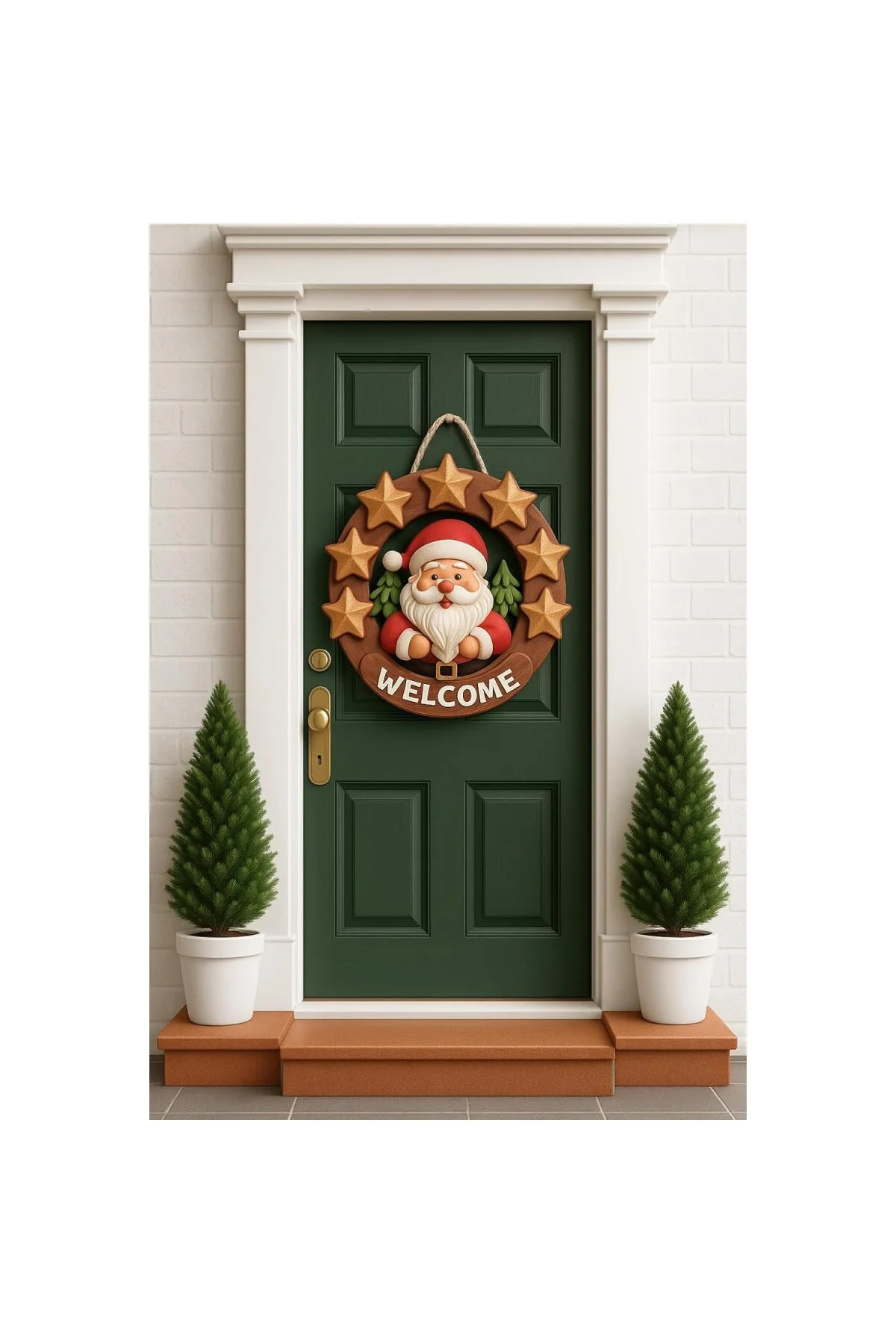 Yuvarlak Yıldızlı Ahşap Noel Kapı Süsü Yılbaşı Mazemeleri Yılbaşı Temalı Hediyeler 20