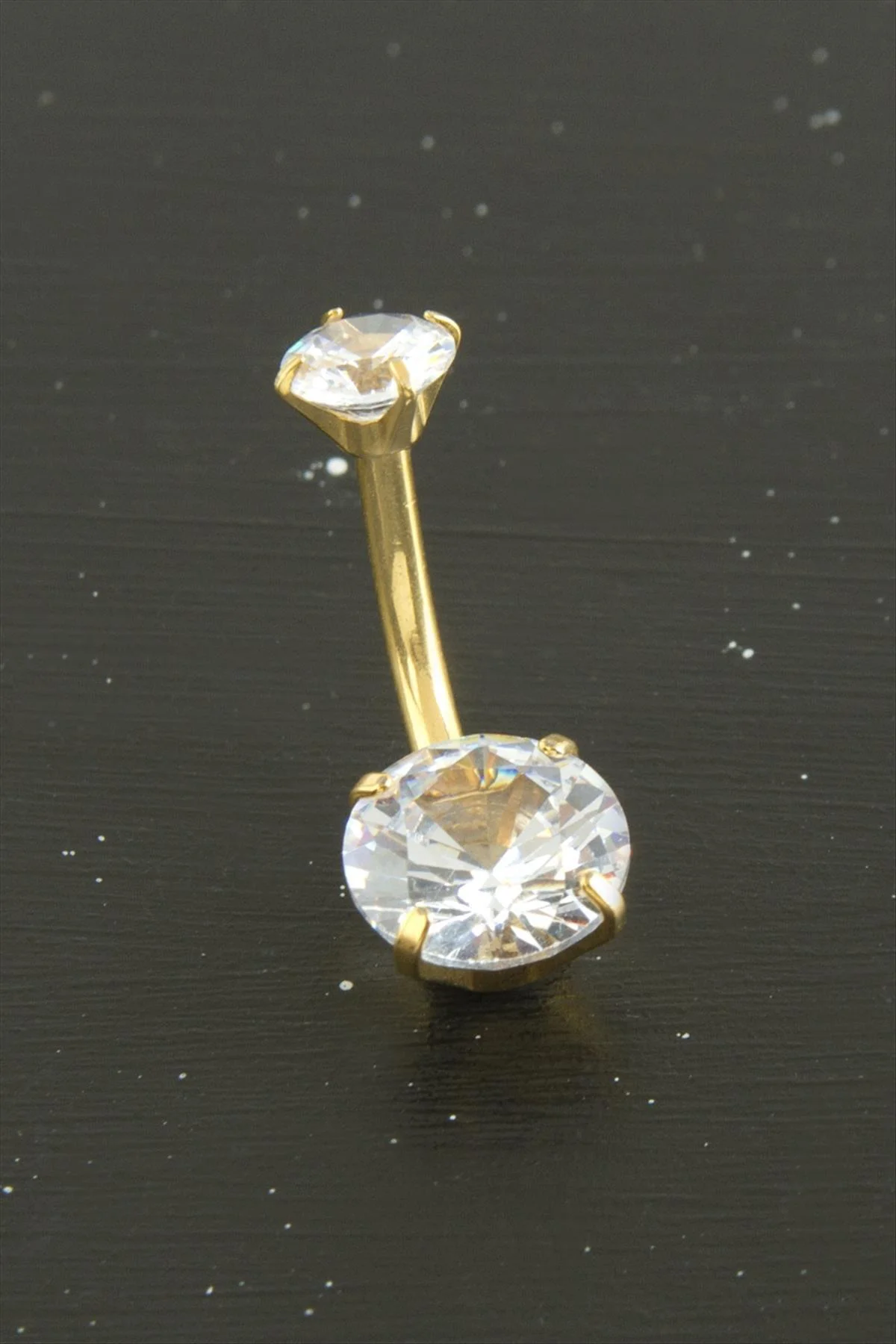 Yuvarlak Zirkon Taşlı Çelik Piercing () 1 Adet-Sarı