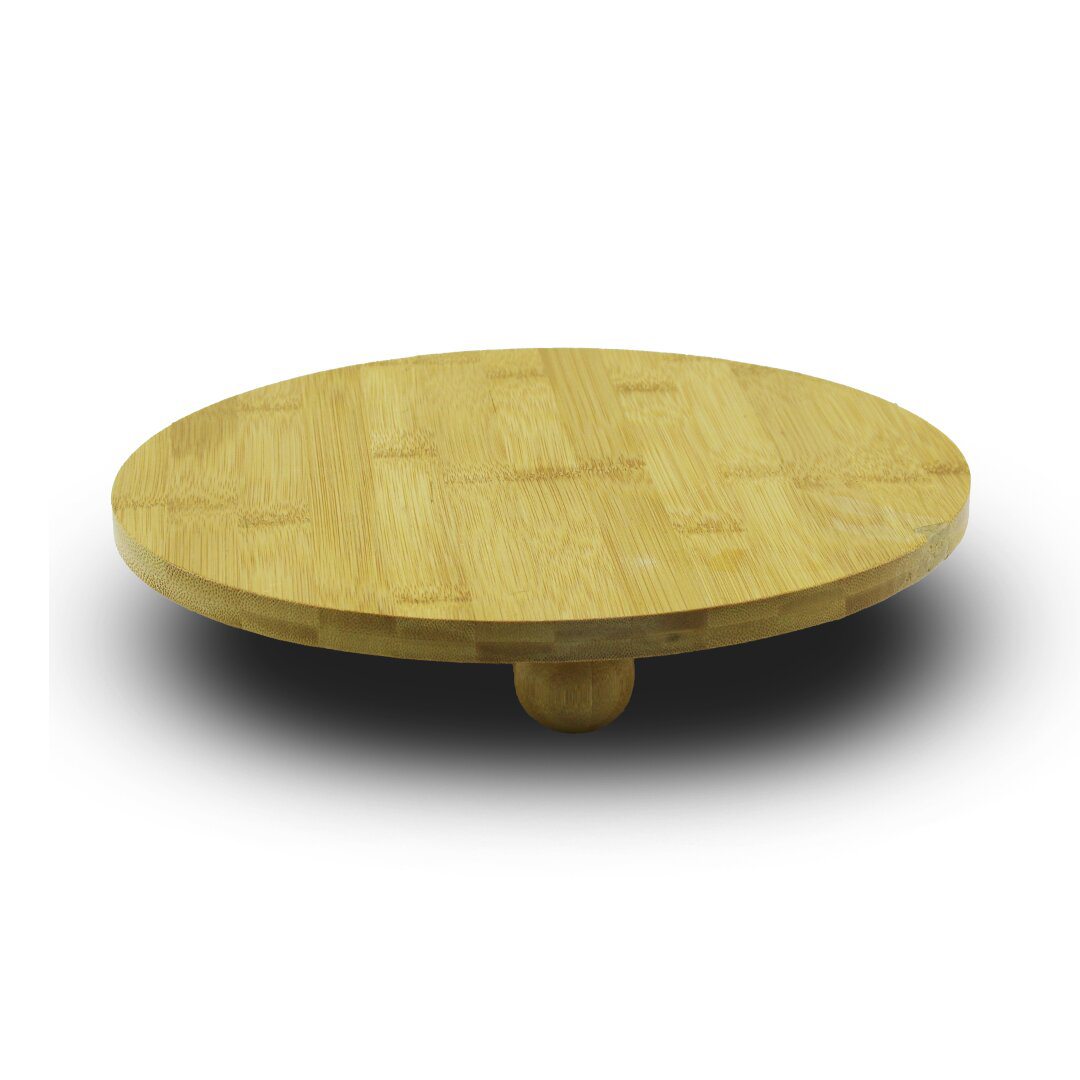 YUVARLAK=29CM   3 MİNİ TOP AYAKLI  AHŞAP BAMBU SUNUM TAHTASI - Mİ