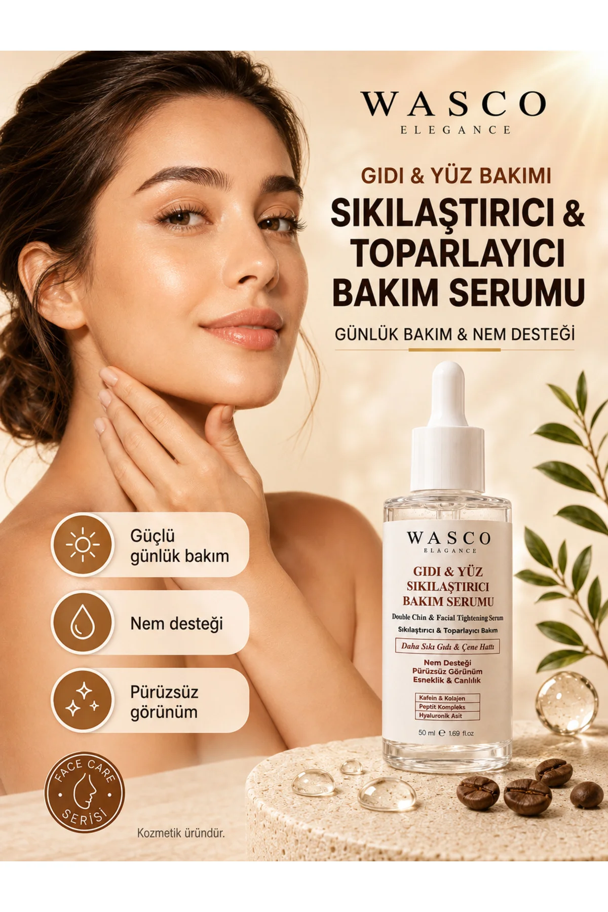 Yüz, Gıdı, Boyun, Çene ve Dekolte Bölgesi Sıkılaştırıcı - Toparlayıcı Bakım Serum 50 ml