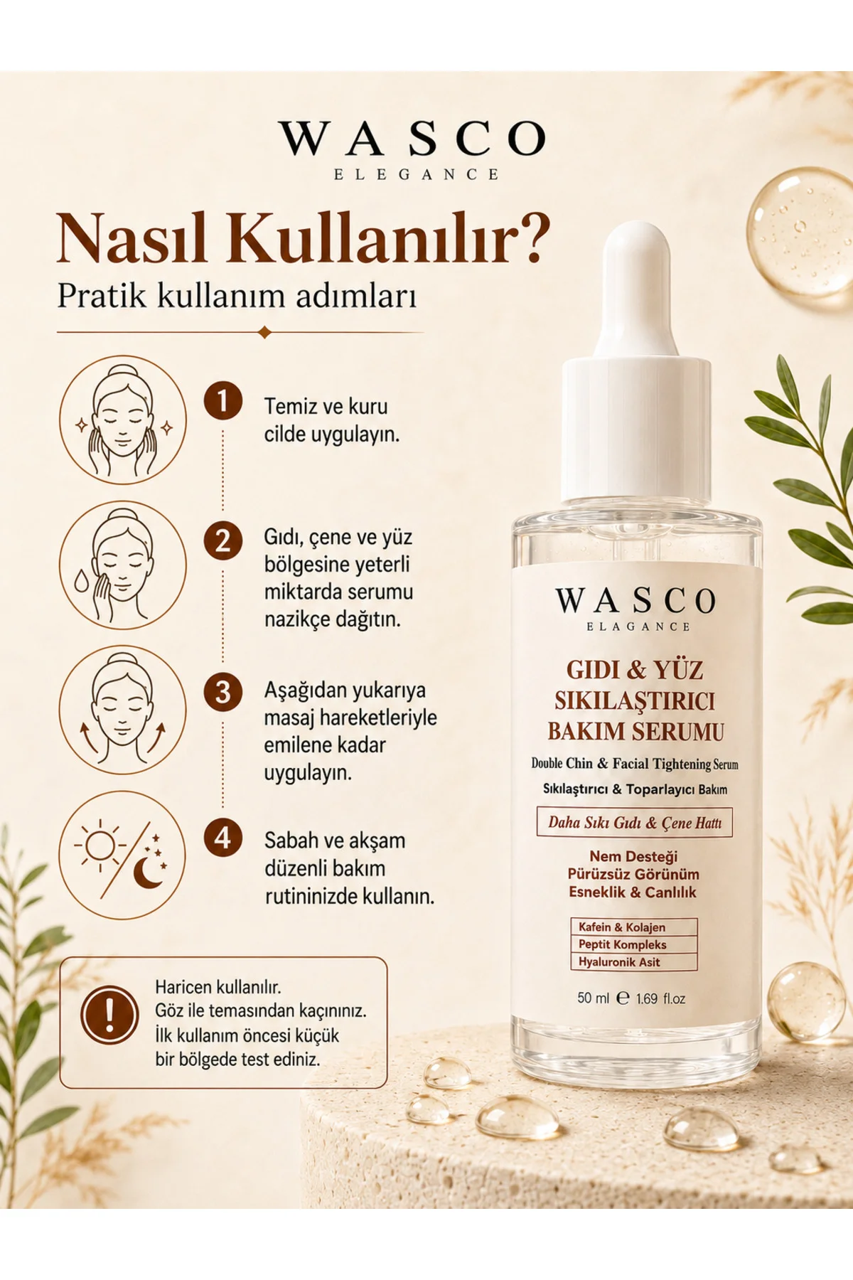 Yüz, Gıdı, Boyun, Çene ve Dekolte Bölgesi Sıkılaştırıcı - Toparlayıcı Bakım Serum 50 ml