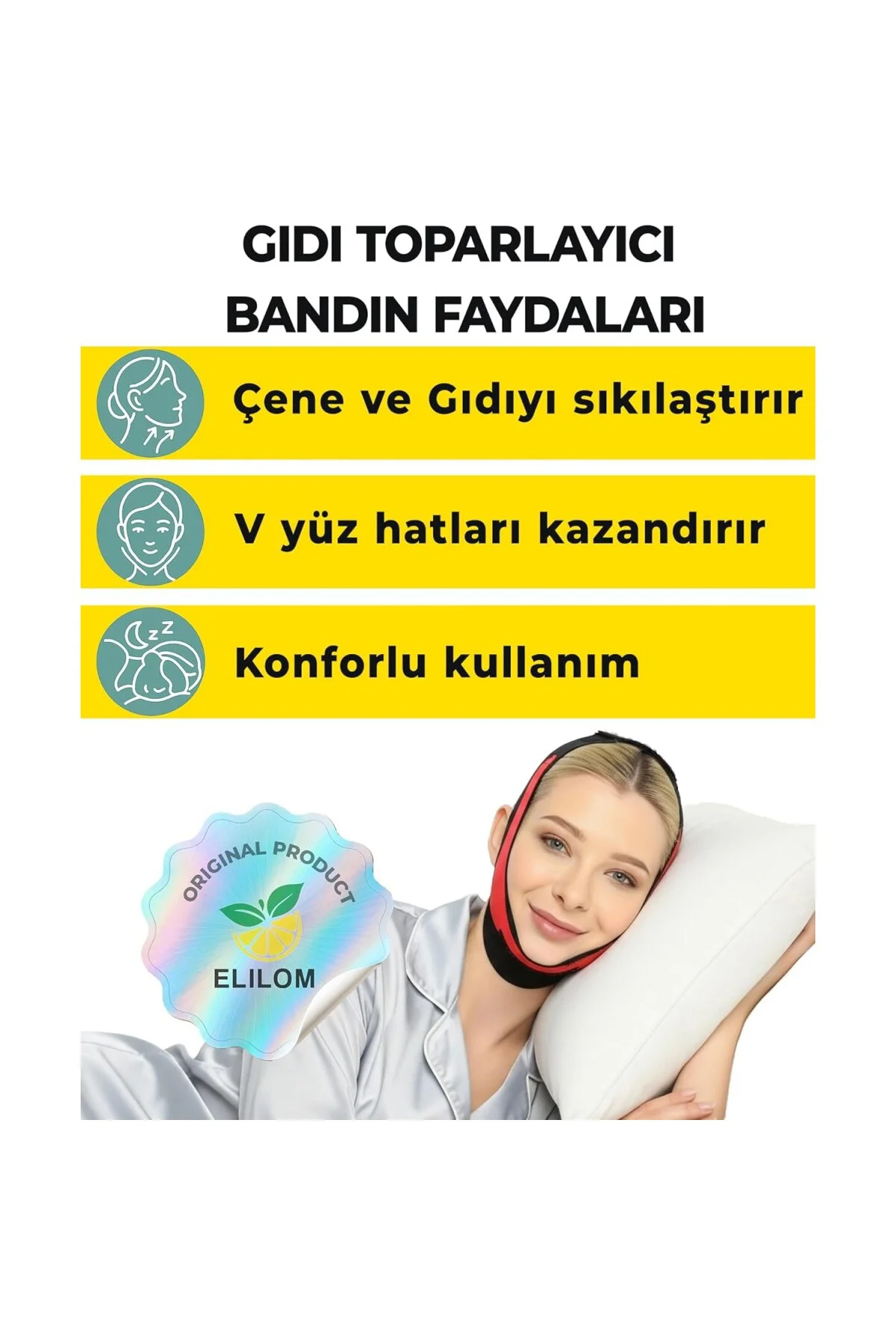 Yüz Korsesi Çene Boyun Bandı, Horlama Önleyici ve Gıdı Toparlayıc