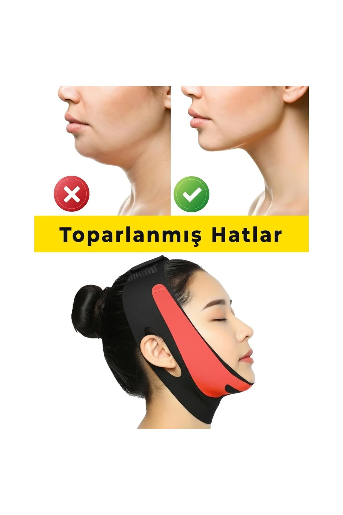 Yüz Korsesi Çene Boyun Bandı, Horlama Önleyici ve Gıdı Toparlayıc