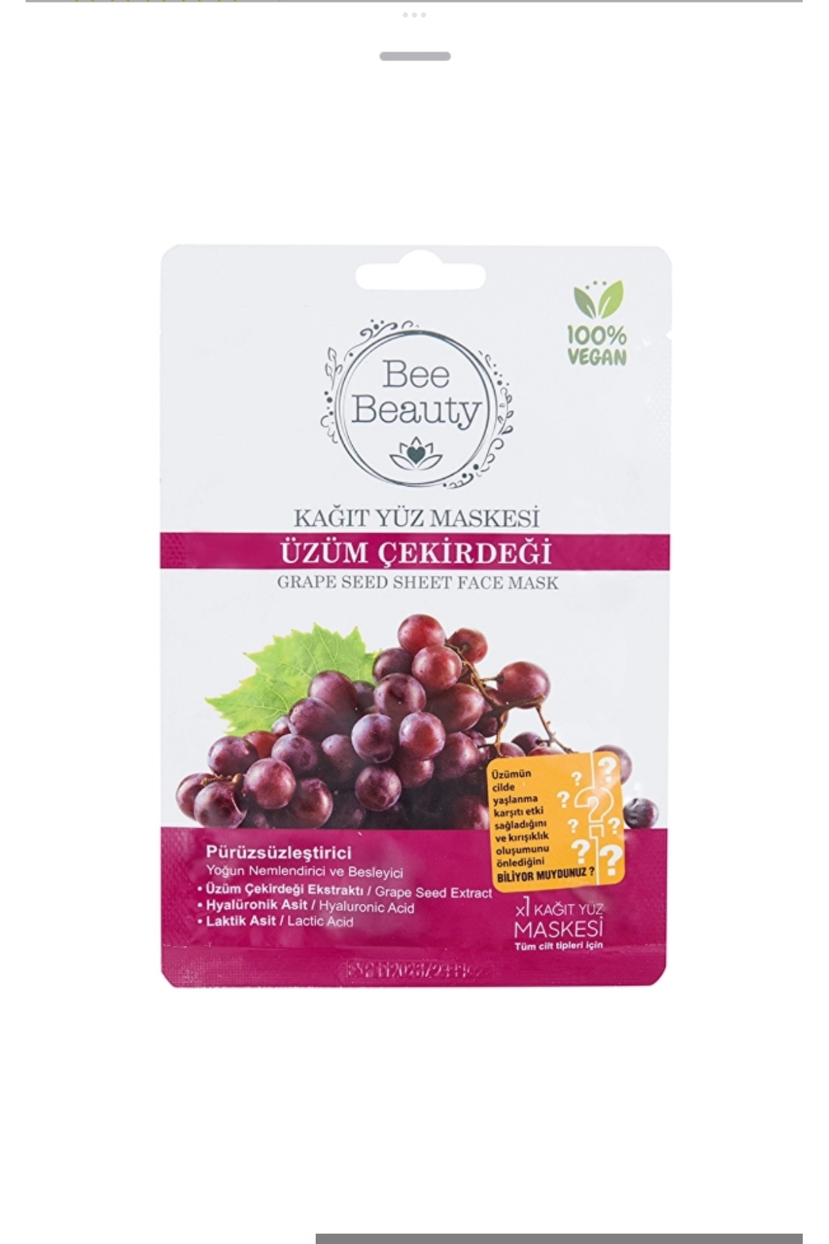 Yüz Maskesi Kağıt Üzüm çekirdeği Maskesi