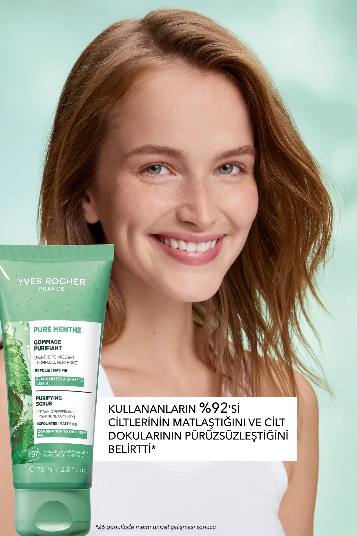 Yüz Peelingi-Karma,Yağlı, Sivilce Eğilimli Cilt-Pure Menthe Arınd