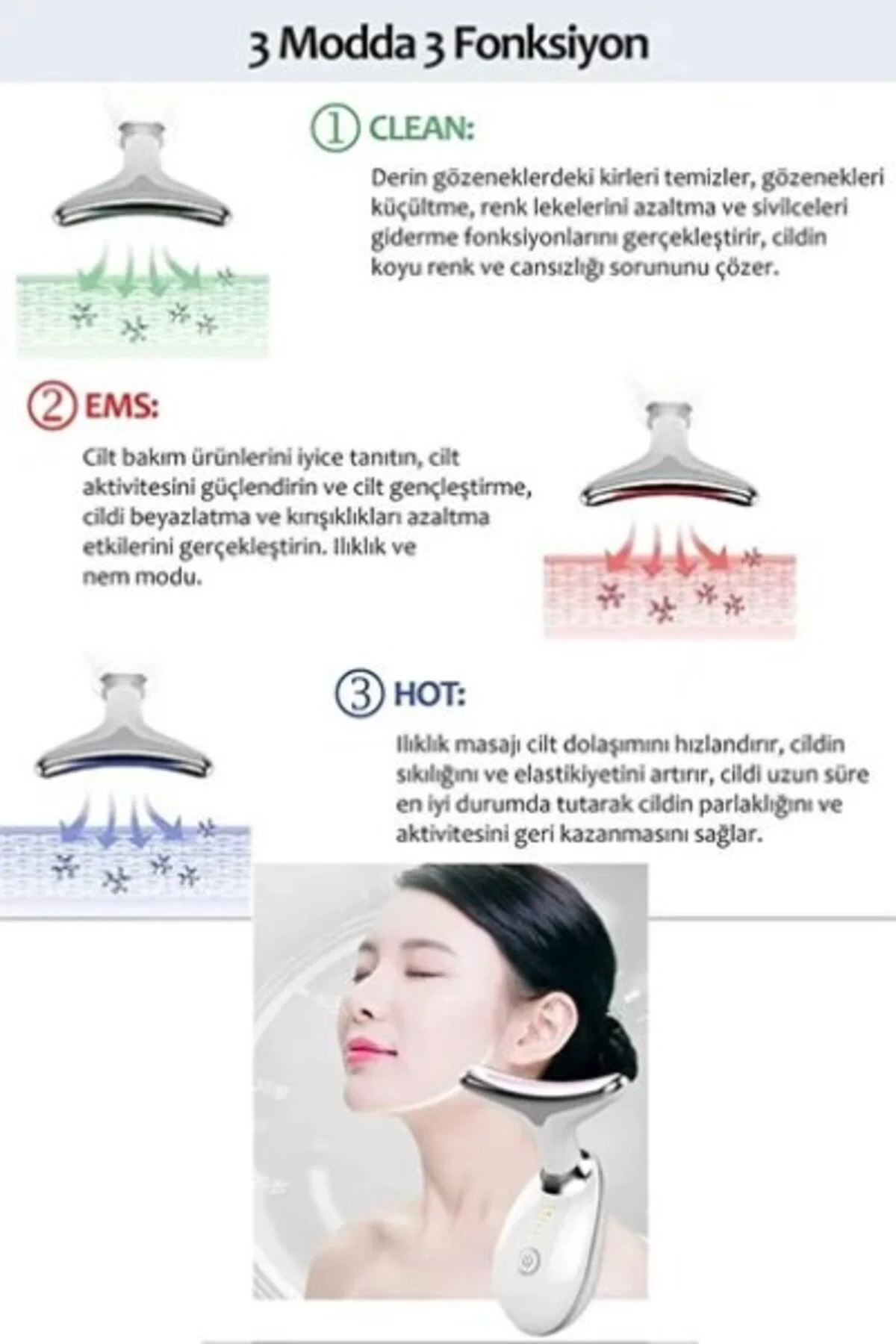 Yüz Ve Boyun Kırışıklık Karşıtı Ve Giderici Ems Güzellik Cihazı