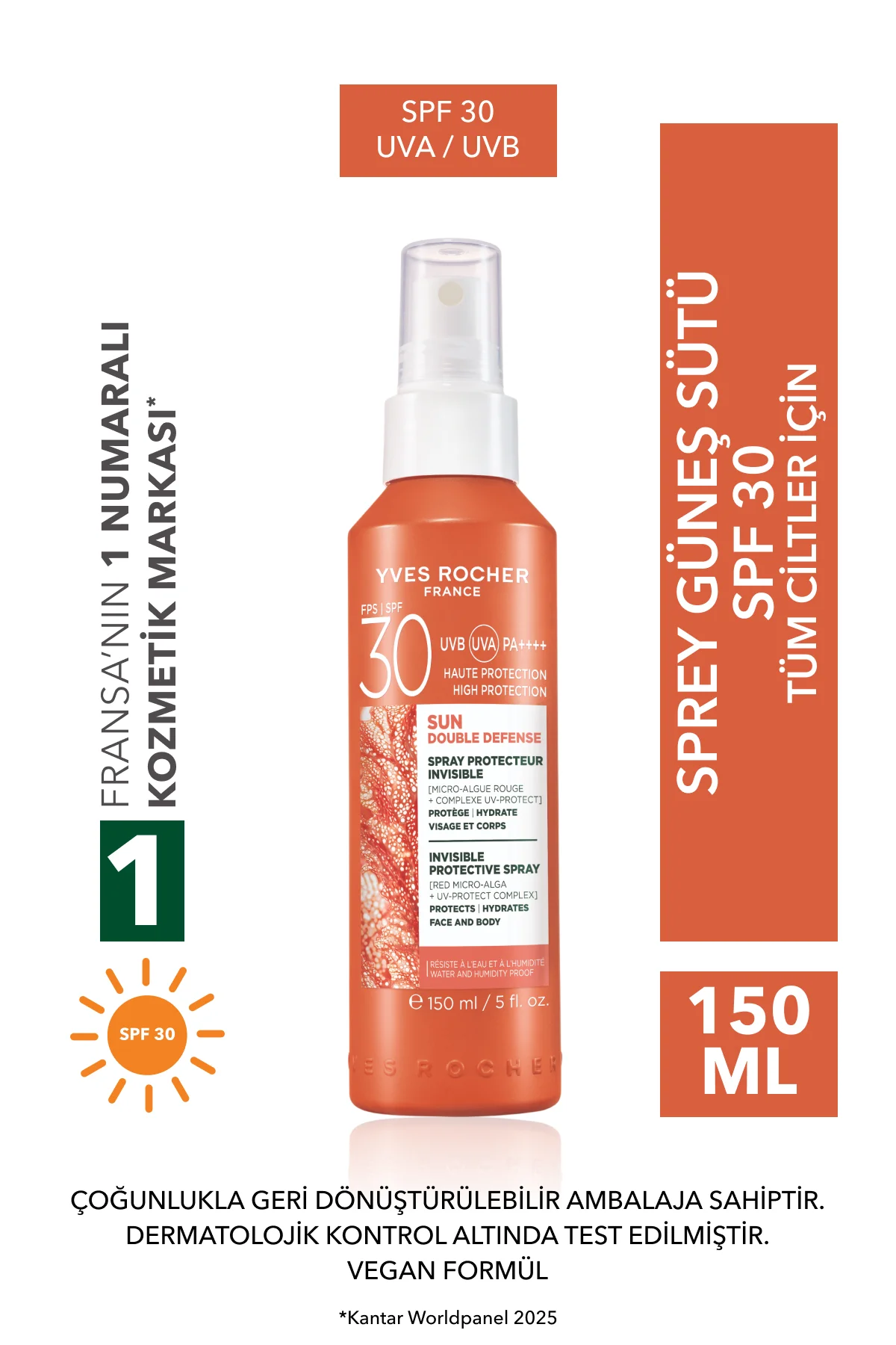 Yüz &Vücut Güneş Spreyi - SPF 30 / Sun Double Defense - Kırmızı M