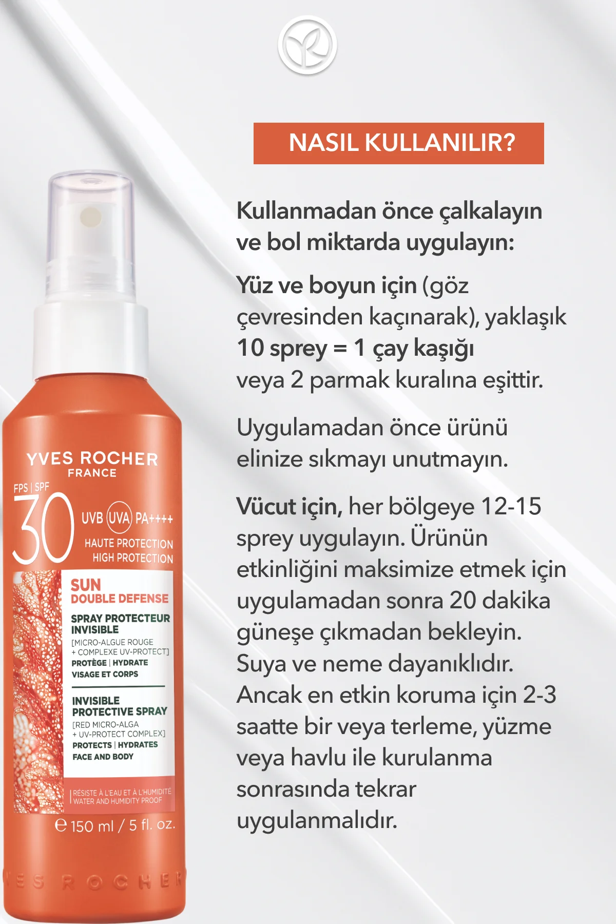 Yüz &Vücut Güneş Spreyi - SPF 30 / Sun Double Defense - Kırmızı M