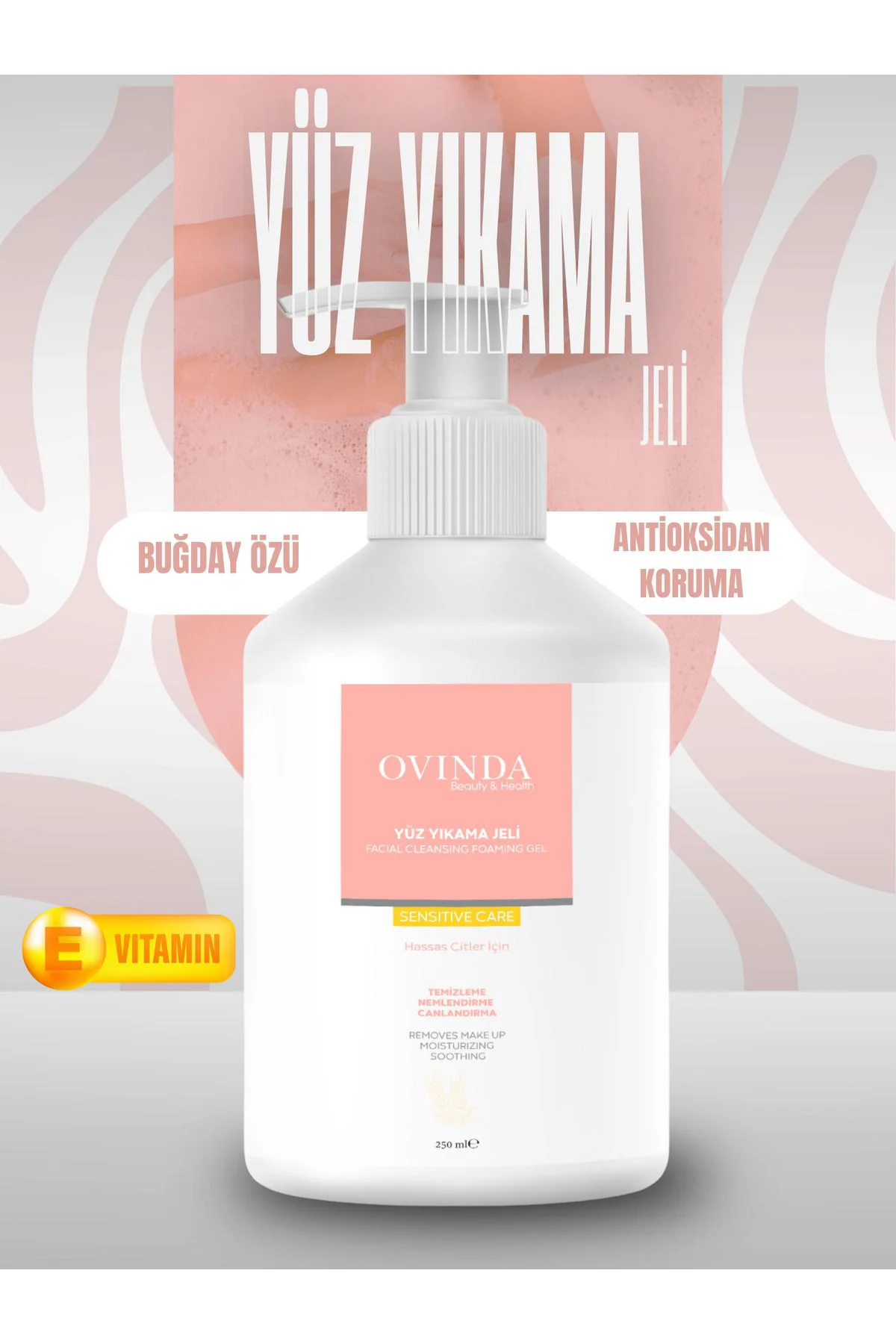 Yüz Yıkama Jeli Hassas Ciltler 250 ml E-vitaminli Nemlendirme - T