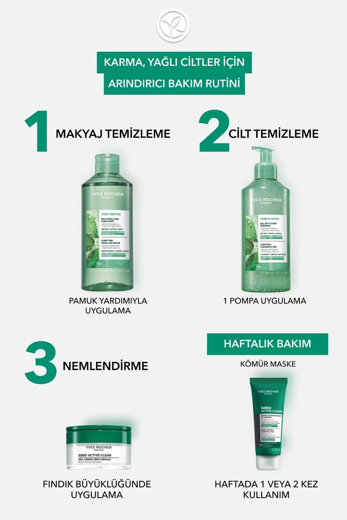 Yüz Yıkama Jeli-Karma,Yağlı,Sivilce Eğilimli Cilt-Pure Menthe Arı