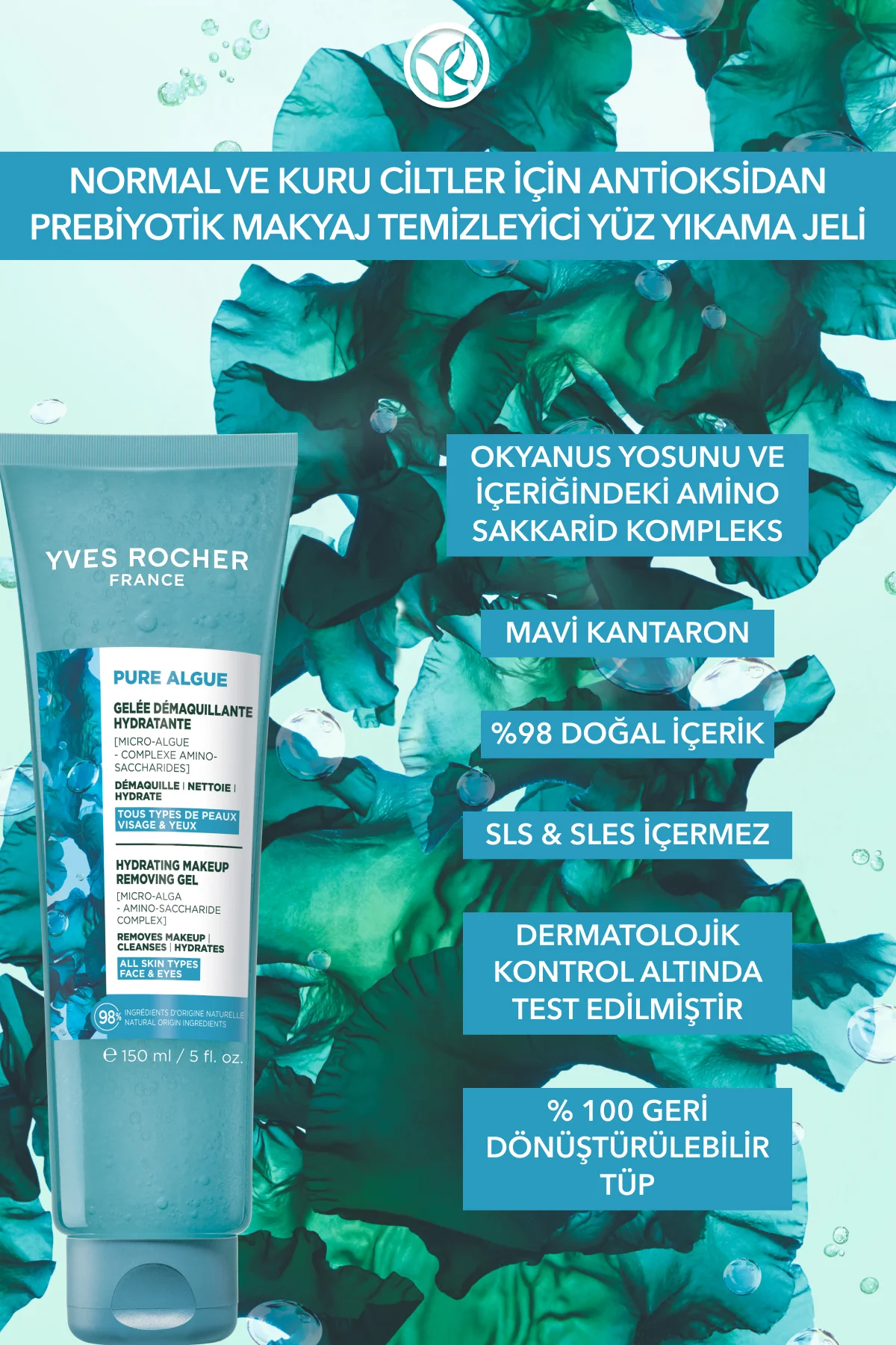 Yüz Yıkama/Makyaj Temizleme Jeli-Normal ve Kuru Cilt-Pure Algue N