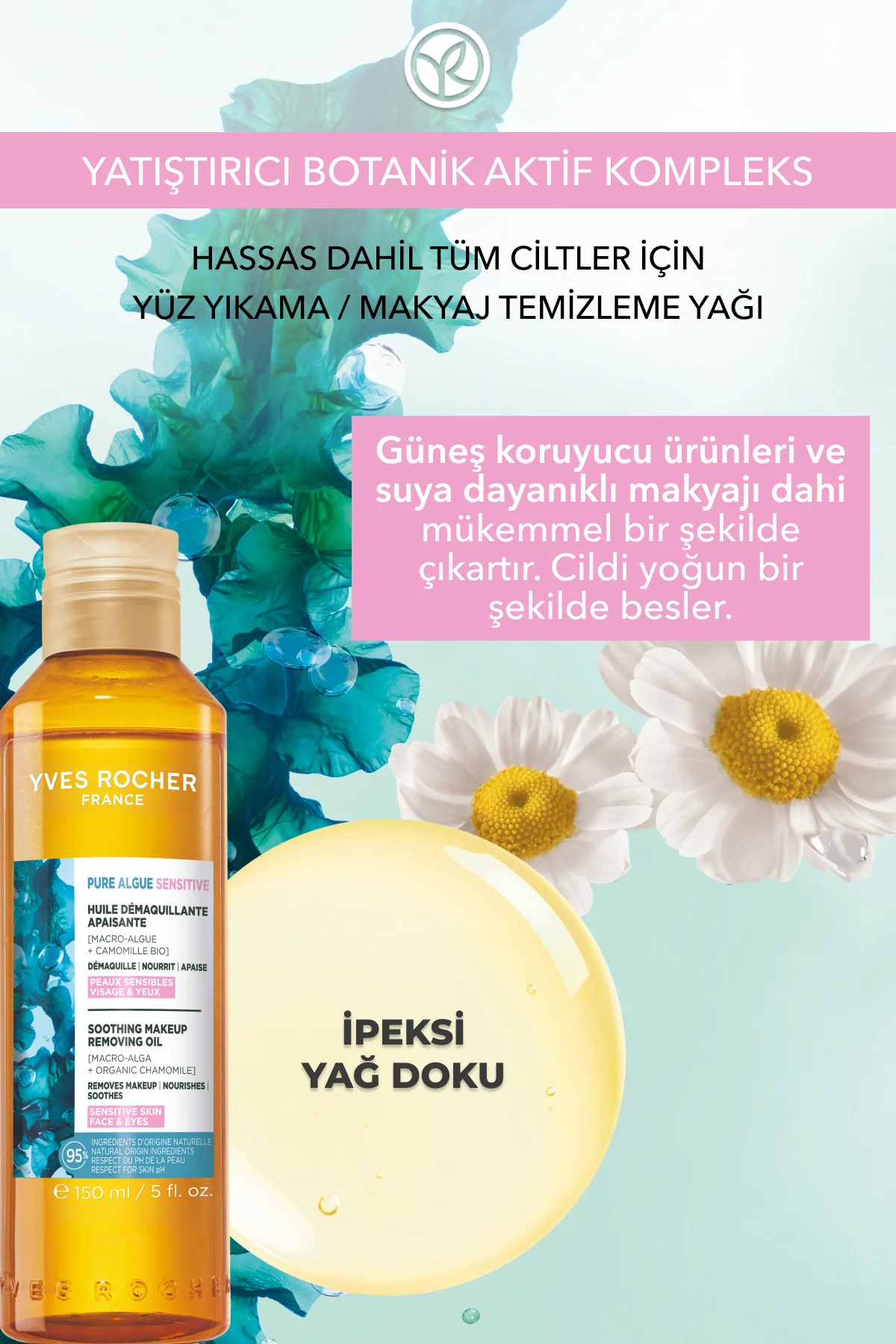 Yüz Yıkama/Makyaj Temizleme Yağı-Hassas Dahil Tüm Cilt-Pure Algue