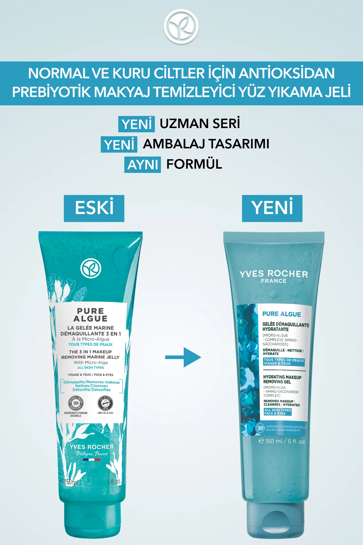 Yüz Yıkama/Makyaj Temizleme Jeli-Normal ve Kuru Cilt-Pure Algue N