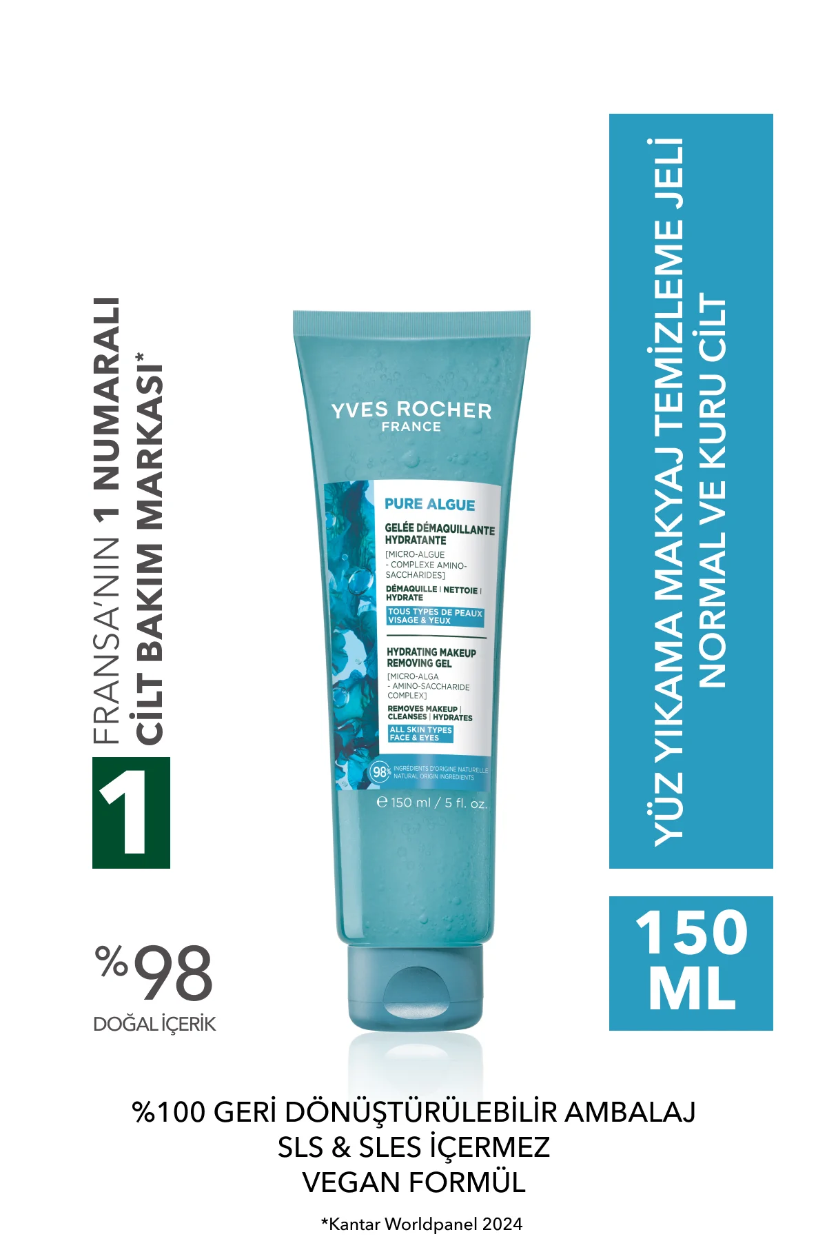 Yüz Yıkama/Makyaj Temizleme Jeli-Normal ve Kuru Cilt-Pure Algue N