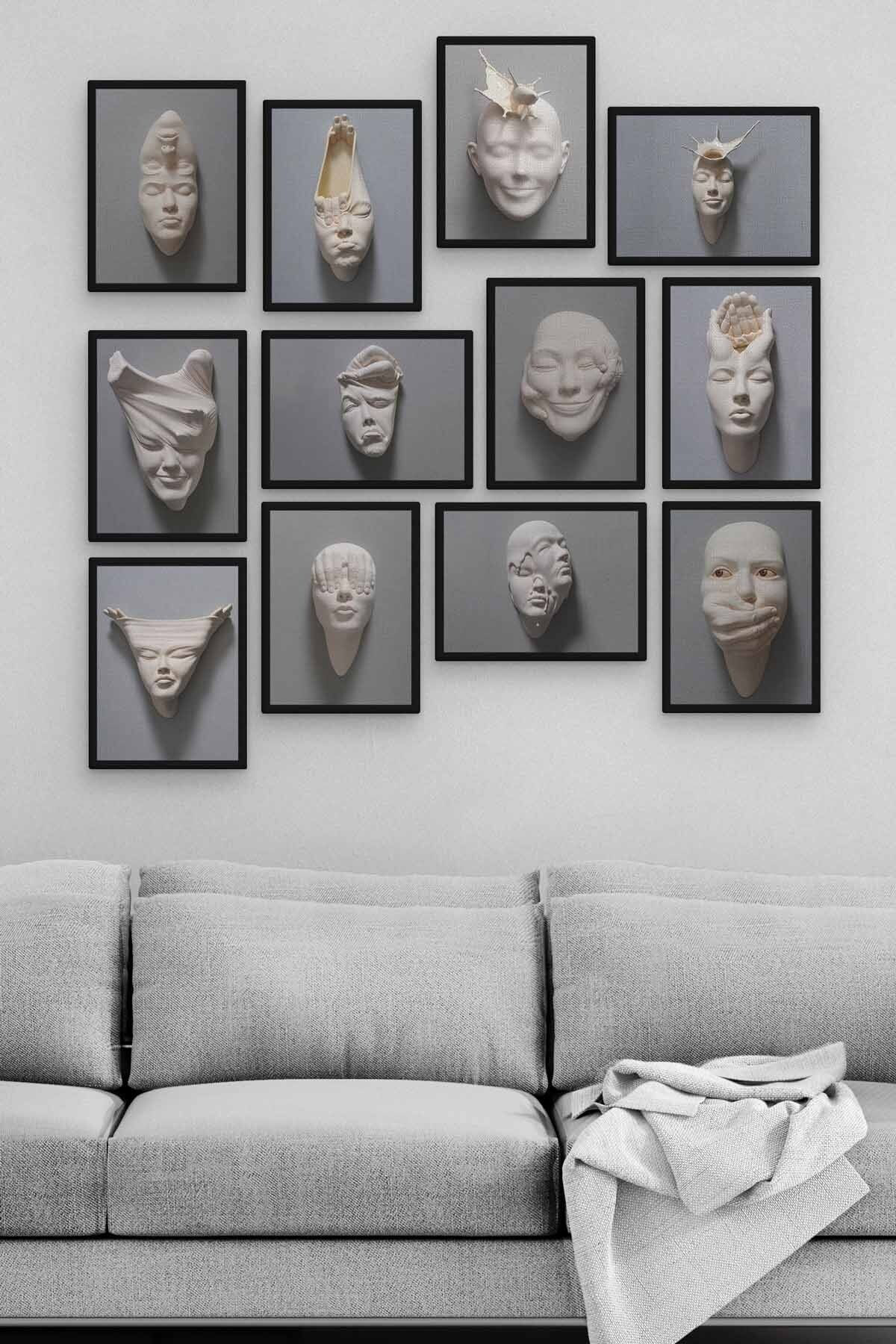 Yüzler 12 Parça Ahşap Mdf Tablo Zlltb194