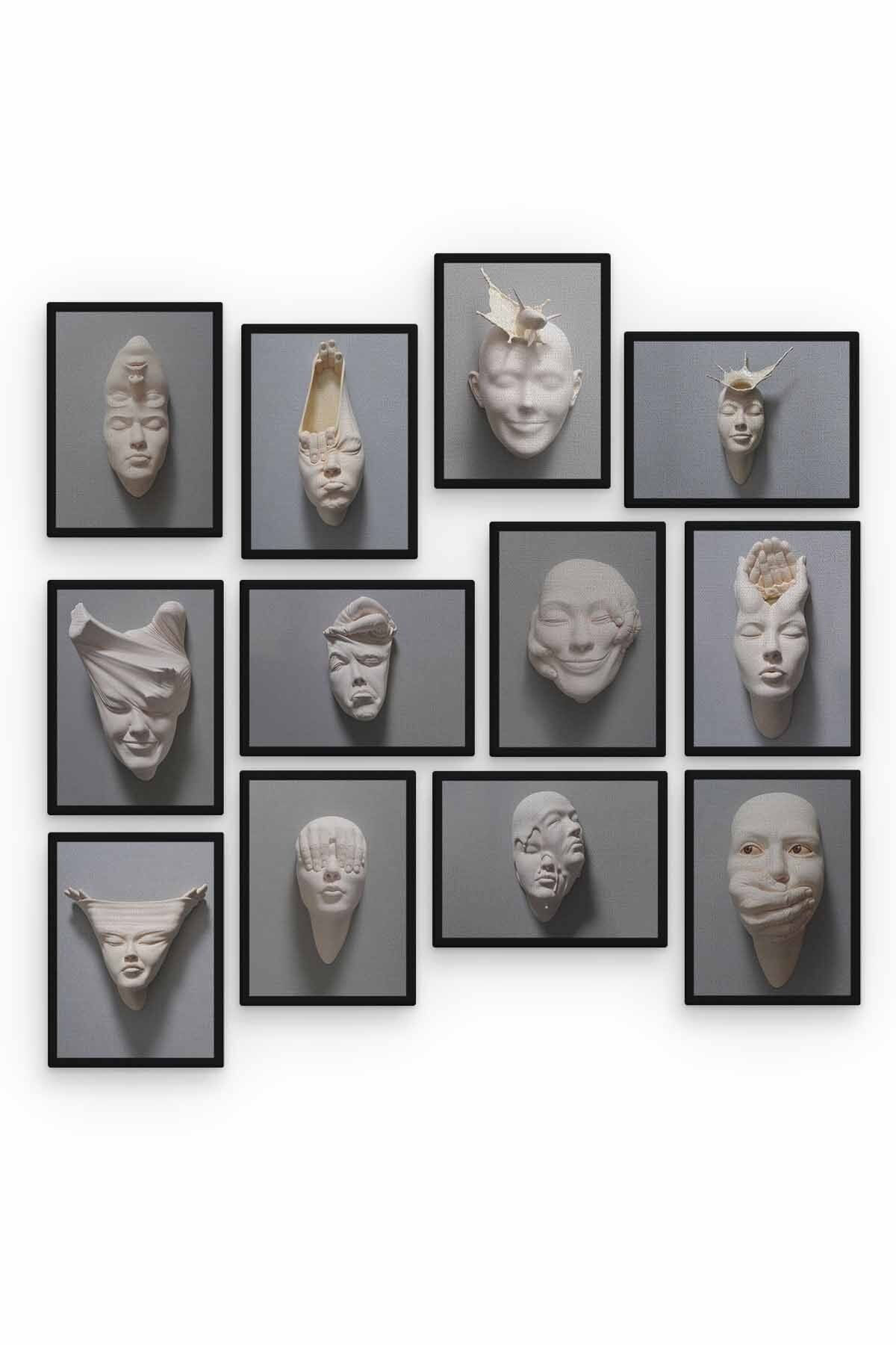 Yüzler 12 Parça Ahşap Mdf Tablo Zlltb194