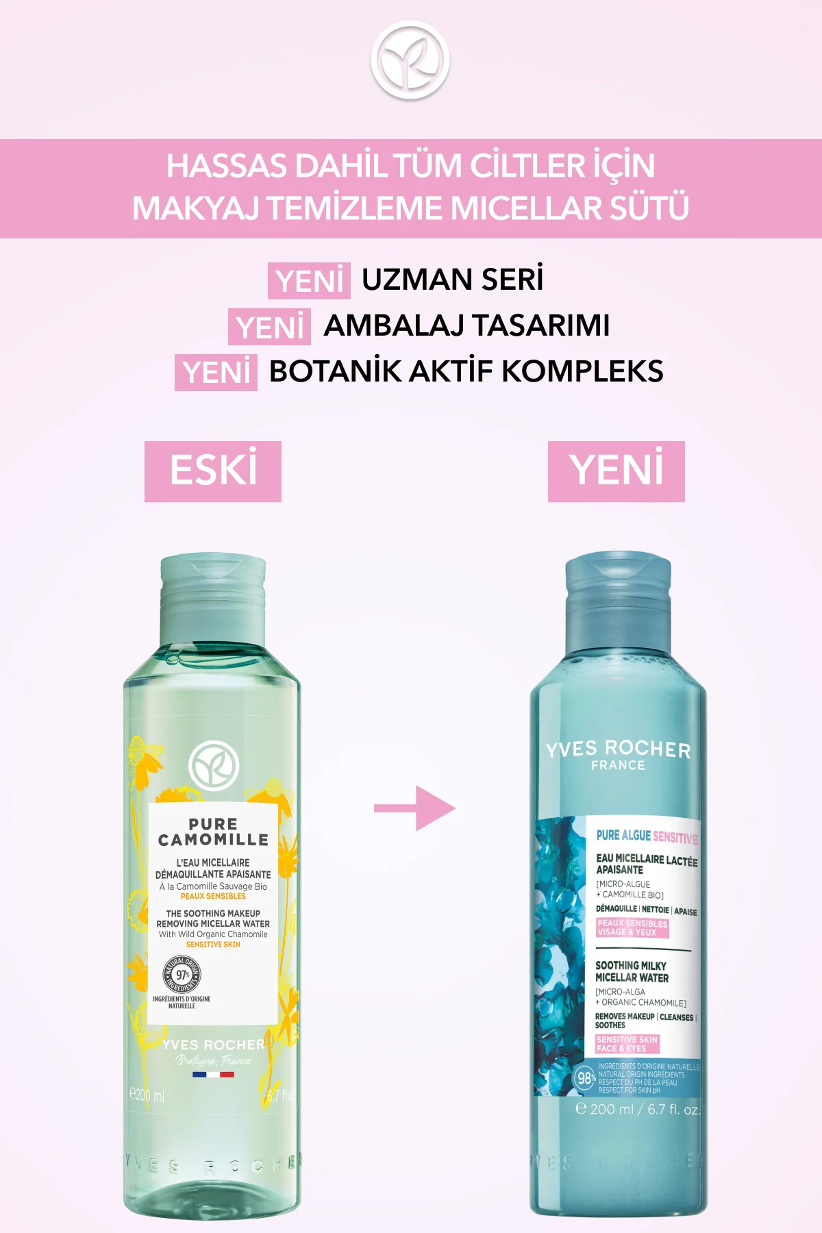 Yüz&Makyaj Temizleme Micellar Sütü-Hassas Dahil Tüm Cilt-Pure Alg