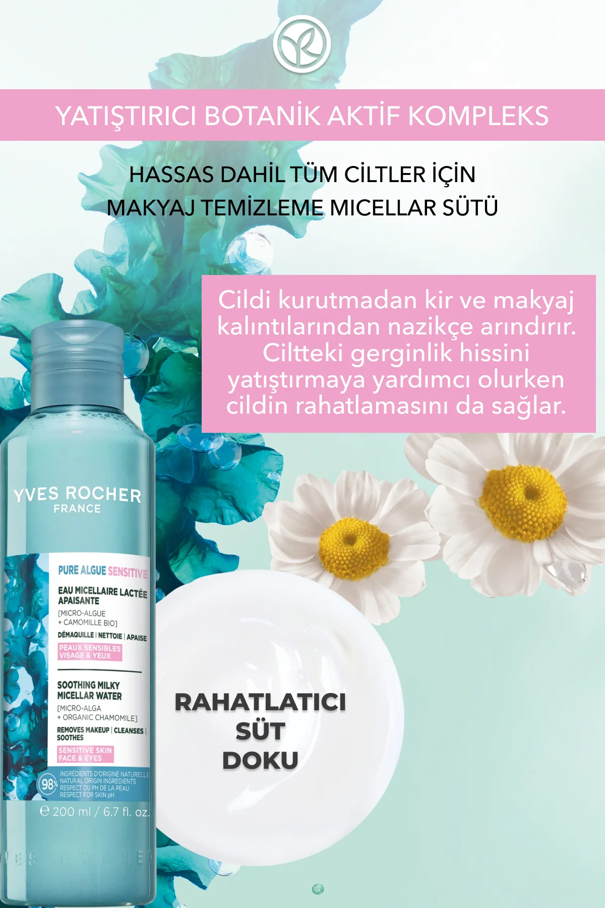 Yüz&Makyaj Temizleme Micellar Sütü-Hassas Dahil Tüm Cilt-Pure Alg